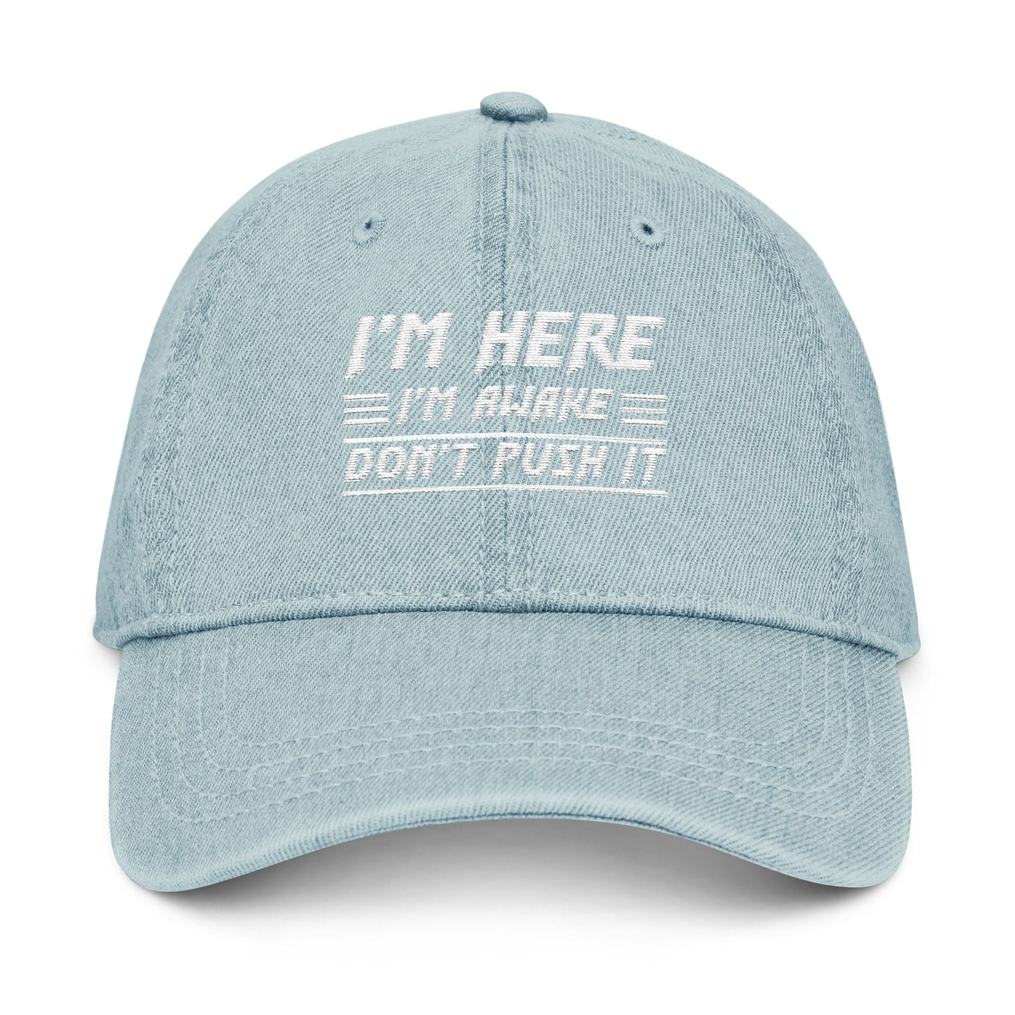 Embroidered Denim Hat, Funny Cap, Gift for Him, Casual Style, Everyday Wear, Unique Headwear - Metamorphosis Creations