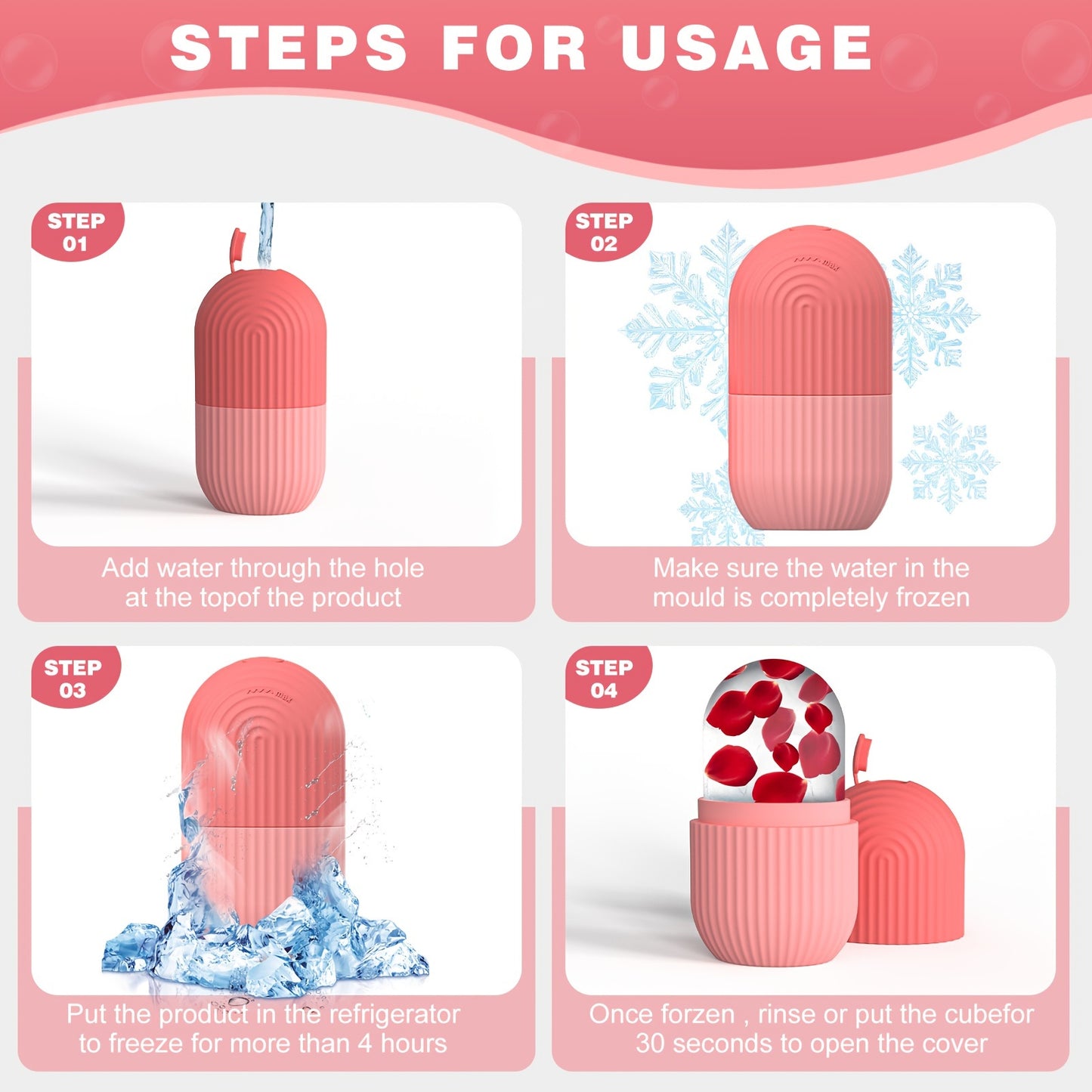 1pc Silicone Ice Roller for Face - Battery-Free Skincare Tool with Ergonomic Handle, Fragrance-Free & Alcohol-Free Design for Puffiness & Redness Relief, Hydrating Facial Massage to Improve Circulation & Glow - Daily Skincare