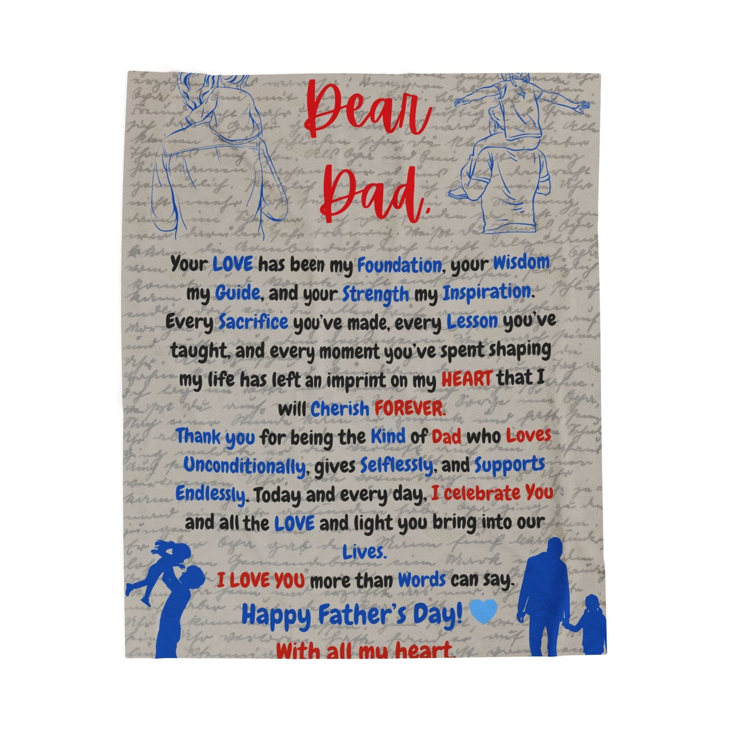 Father's Day Velveteen Plush Blanket with Quote, Unique Designs, Cozy Gift for Dad, Warm Throw, Bedspread - Metamorphosis Creations