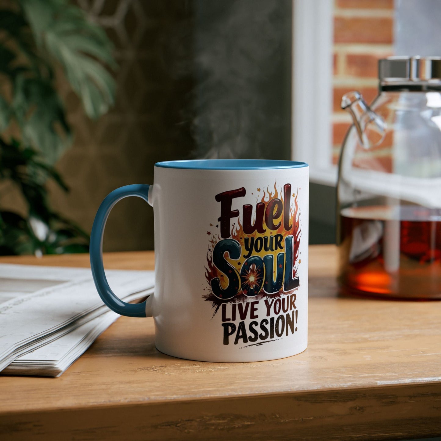 Fuel Your Soul Two - Tone Start your day with meaning. Coffee Mug | Inspirational Mug for Passionate Coffee Lovers, Gift for Creatives, Motivational Drinkware - Metamorphosis Creations