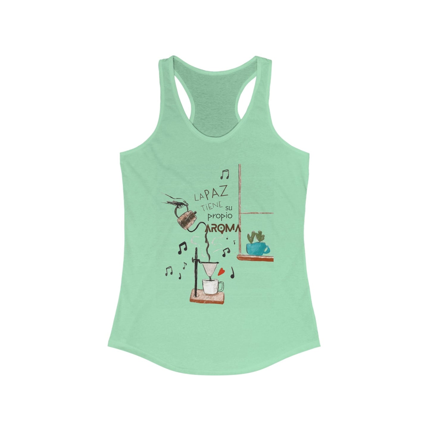Fuerza, Belleza y Mensaje con Propósito. Cozy Coffee Vibes Racerback Tank | Gift for Coffee Lovers, Casual Wear, Summer Top, Music Inspired Apparel, Beachwear - Metamorphosis Creations