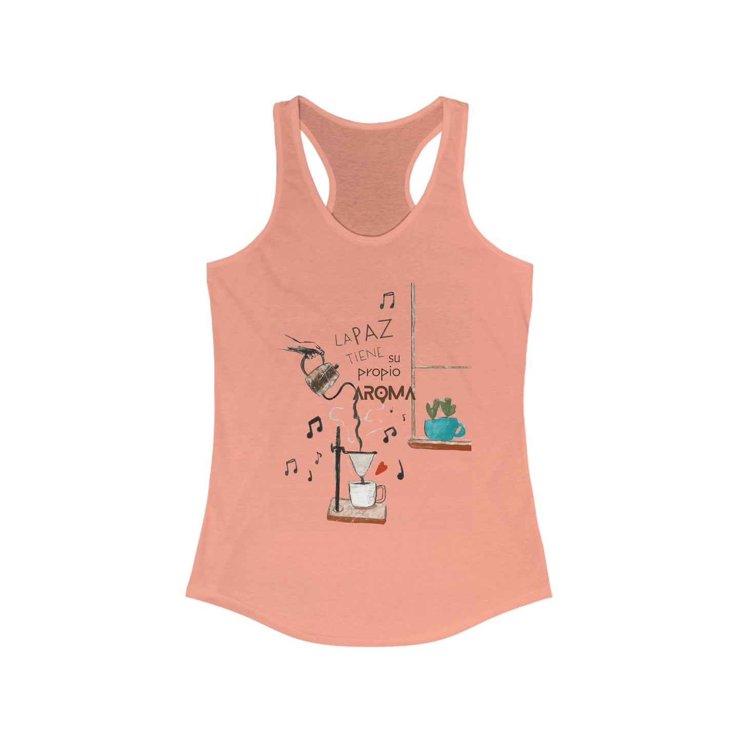 Fuerza, Belleza y Mensaje con Propósito. Cozy Coffee Vibes Racerback Tank | Gift for Coffee Lovers, Casual Wear, Summer Top, Music Inspired Apparel, Beachwear - Metamorphosis Creations