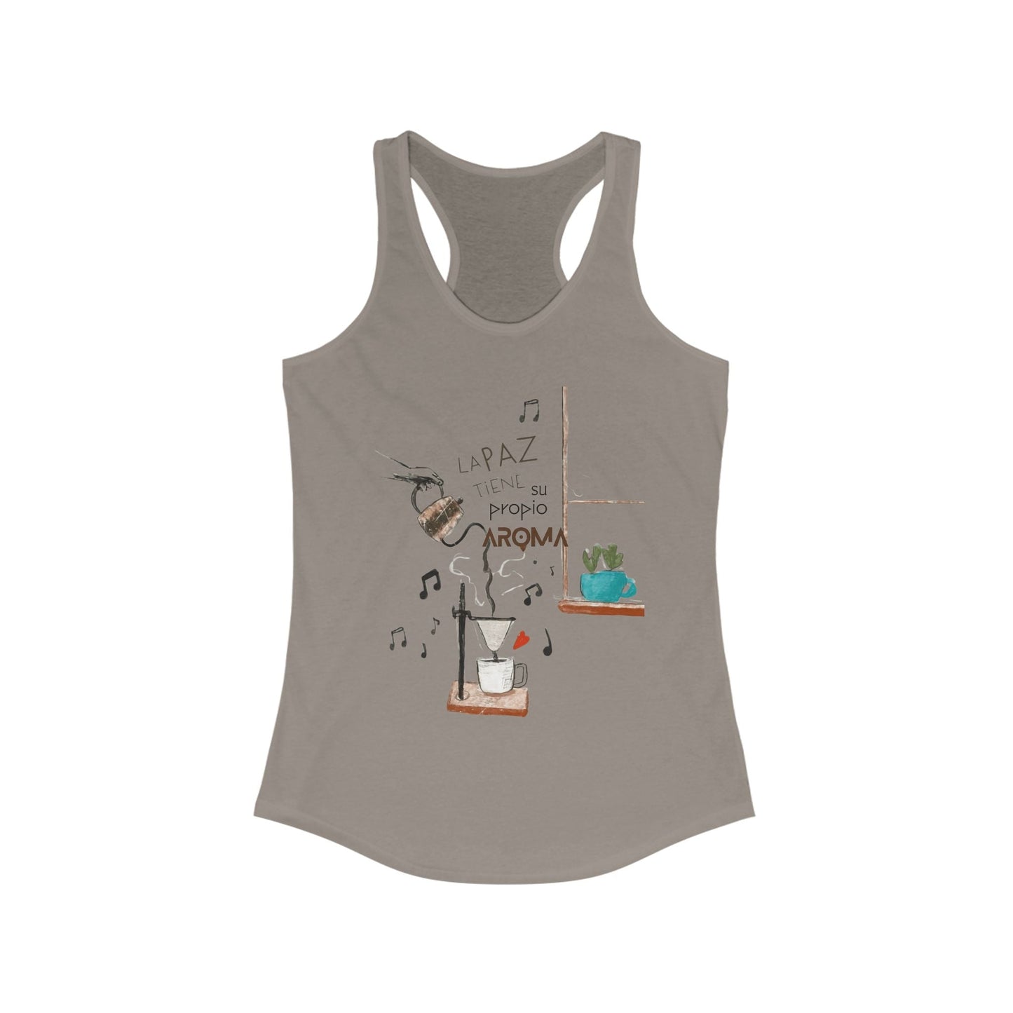 Fuerza, Belleza y Mensaje con Propósito. Cozy Coffee Vibes Racerback Tank | Gift for Coffee Lovers, Casual Wear, Summer Top, Music Inspired Apparel, Beachwear - Metamorphosis Creations