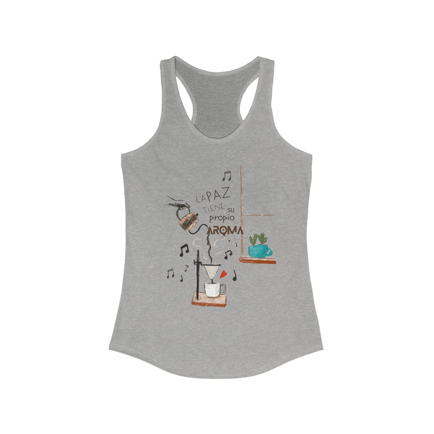 Fuerza, Belleza y Mensaje con Propósito. Cozy Coffee Vibes Racerback Tank | Gift for Coffee Lovers, Casual Wear, Summer Top, Music Inspired Apparel, Beachwear - Metamorphosis Creations