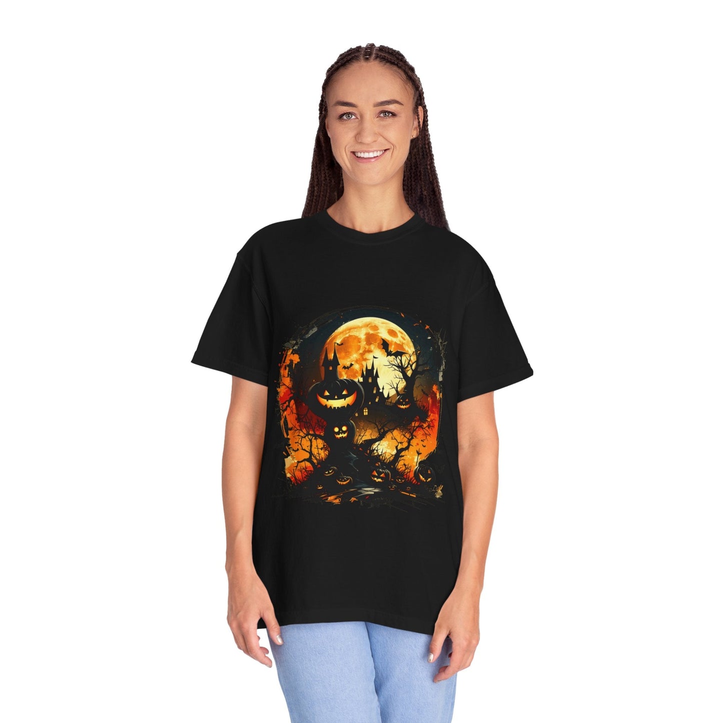 Halloween Moon Graphic T-shirt, Unisex Spooky Shirt, Fall Outfit, October Fest Tee, Halloween Party Wear, Trick or Treat T-shirt - Metamorphosis Creations