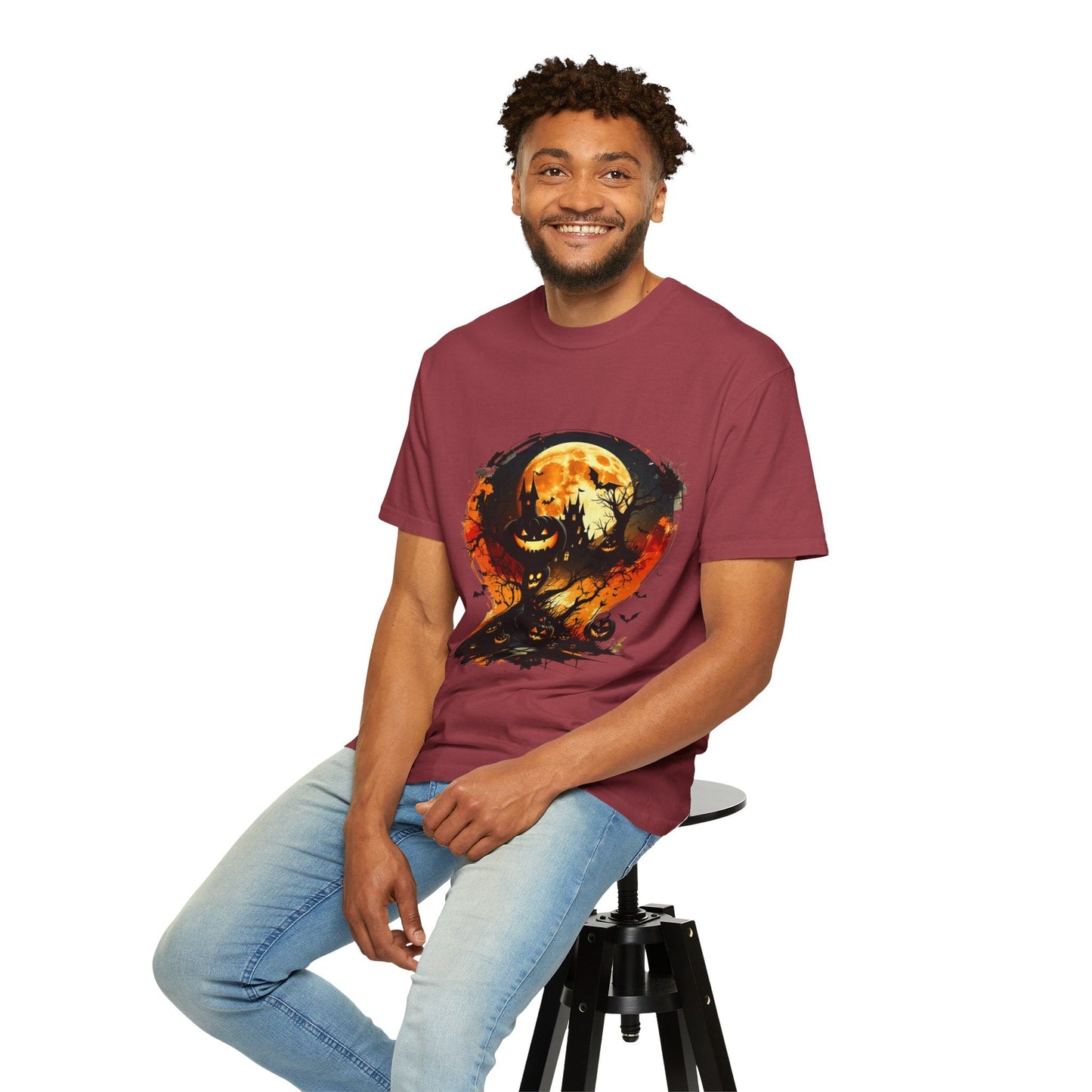 Halloween Moon Graphic T-shirt, Unisex Spooky Shirt, Fall Outfit, October Fest Tee, Halloween Party Wear, Trick or Treat T-shirt - Metamorphosis Creations