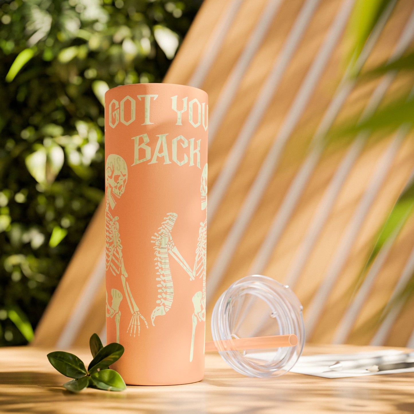 Halloween Skeleton - Themed Tumbler, Got Your Back Drinkware, I Got Your Back Skinny Tumbler, Cute Gifts for Halloween, Fun Vibes for Parties - Metamorphosis Creations
