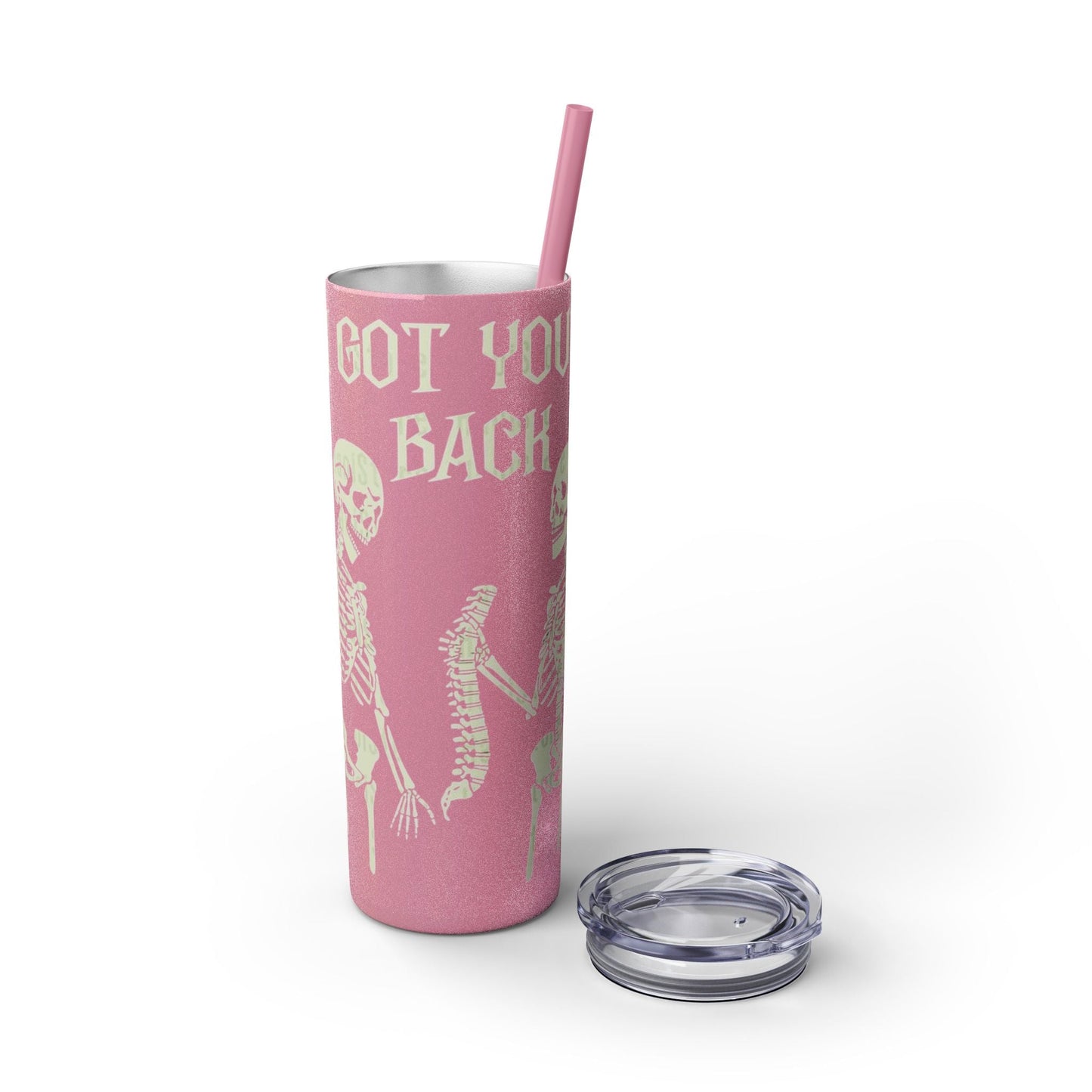 Halloween Skeleton - Themed Tumbler, Got Your Back Drinkware, I Got Your Back Skinny Tumbler, Cute Gifts for Halloween, Fun Vibes for Parties - Metamorphosis Creations