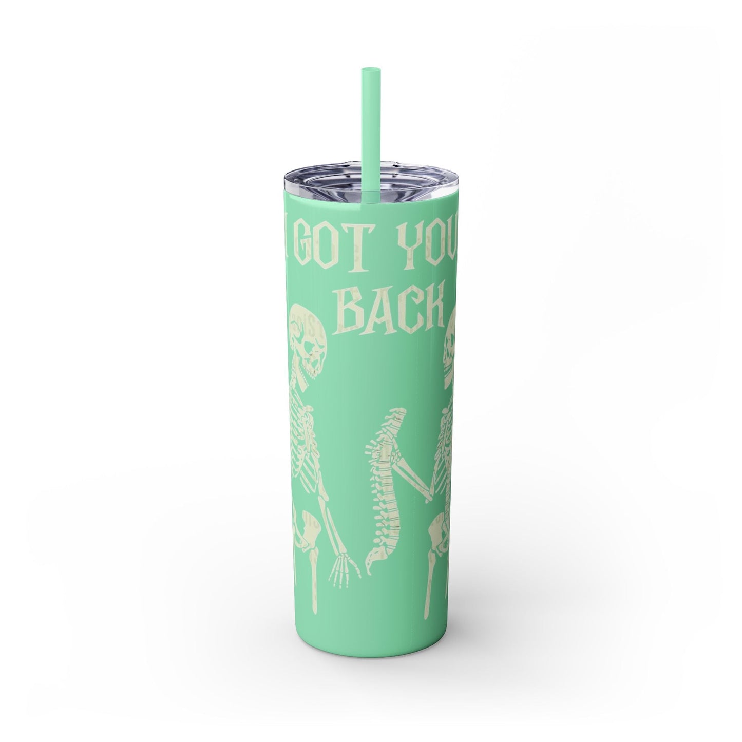 Halloween Skeleton - Themed Tumbler, Got Your Back Drinkware, I Got Your Back Skinny Tumbler, Cute Gifts for Halloween, Fun Vibes for Parties - Metamorphosis Creations