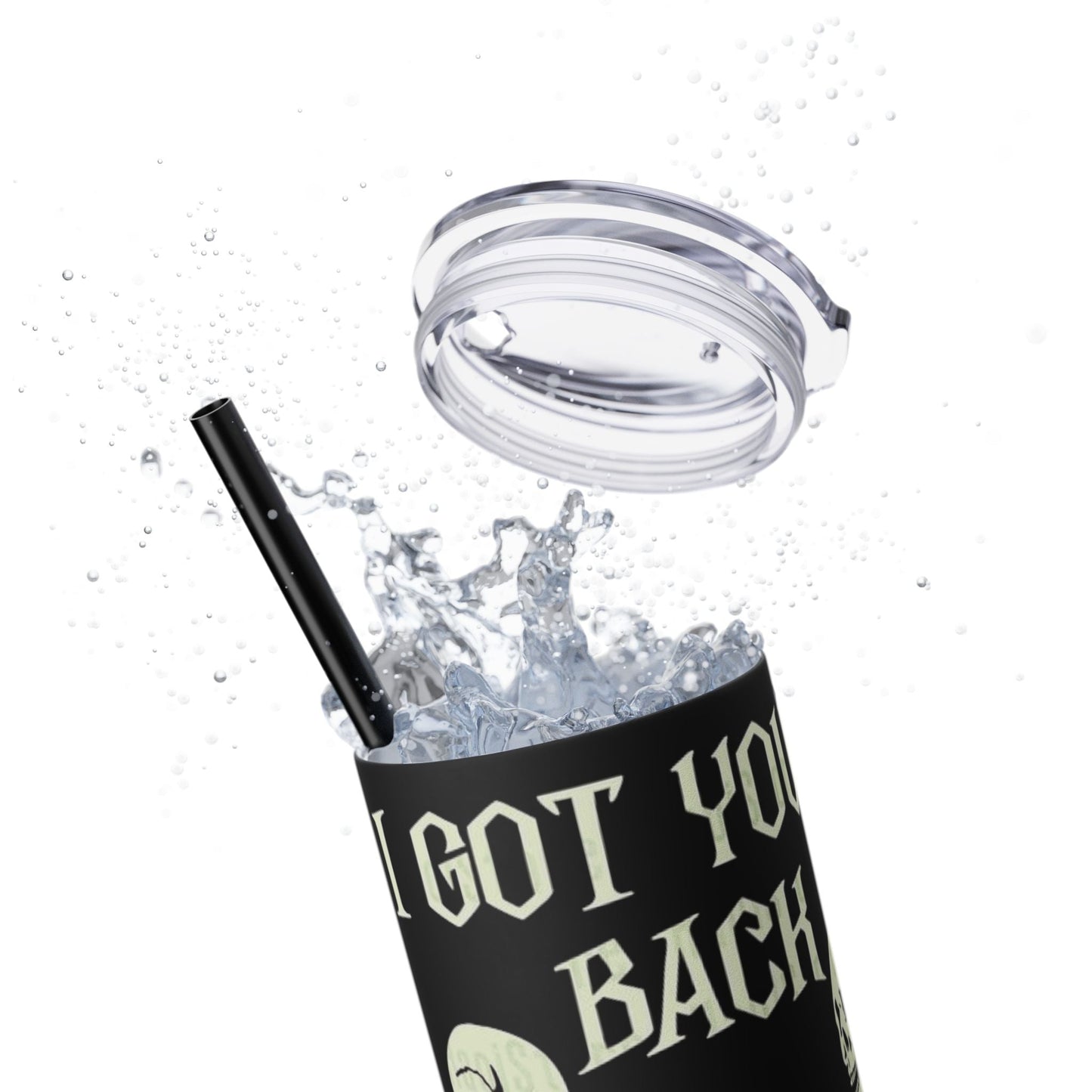 Halloween Skeleton - Themed Tumbler, Got Your Back Drinkware, I Got Your Back Skinny Tumbler, Cute Gifts for Halloween, Fun Vibes for Parties - Metamorphosis Creations