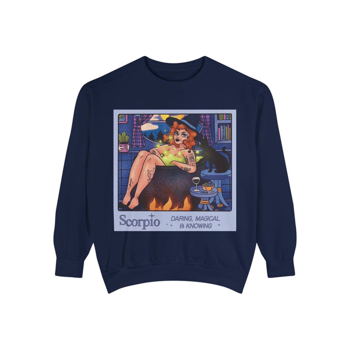 Halloween Sweater Scorpio Sweatshirt | Garment - Dyed Cozy Top, Astrology Gift, Zodiac Apparel, Witchy Fashion, Fall Wardrobe Essential - Metamorphosis Creations