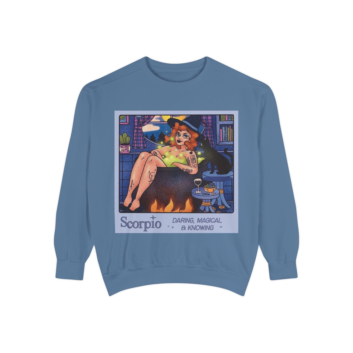 Halloween Sweater Scorpio Sweatshirt | Garment - Dyed Cozy Top, Astrology Gift, Zodiac Apparel, Witchy Fashion, Fall Wardrobe Essential - Metamorphosis Creations