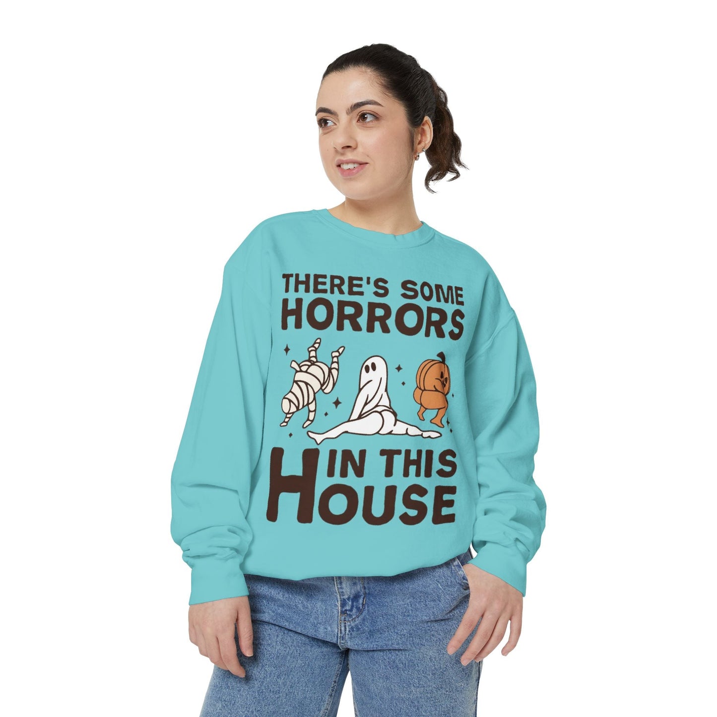 Halloween Themed Unisex Sweatshirt - Fun Ghosts & Mummy Design for Fall, Cozy Casual Wear, Halloween Party, Gift for Friends, Autumn Vibes - Metamorphosis Creations