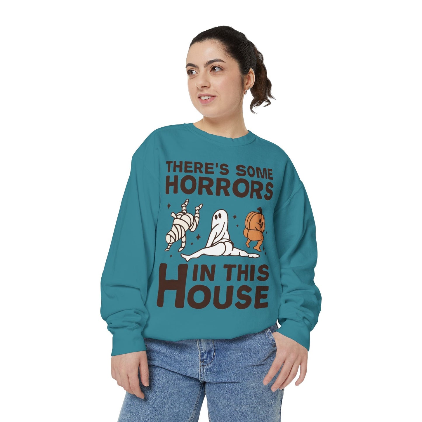 Halloween Themed Unisex Sweatshirt - Fun Ghosts & Mummy Design for Fall, Cozy Casual Wear, Halloween Party, Gift for Friends, Autumn Vibes - Metamorphosis Creations