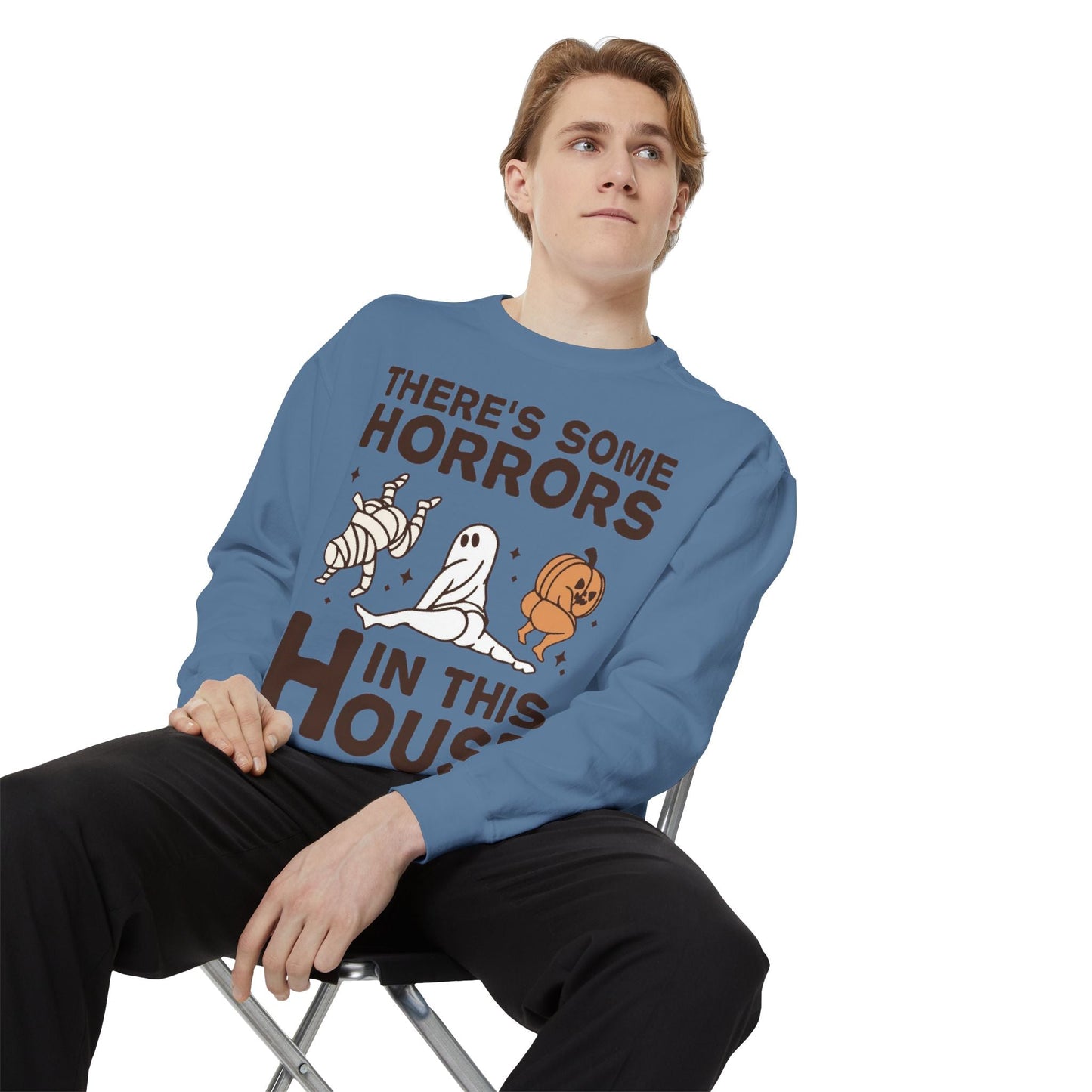 Halloween Themed Unisex Sweatshirt - Fun Ghosts & Mummy Design for Fall, Cozy Casual Wear, Halloween Party, Gift for Friends, Autumn Vibes - Metamorphosis Creations