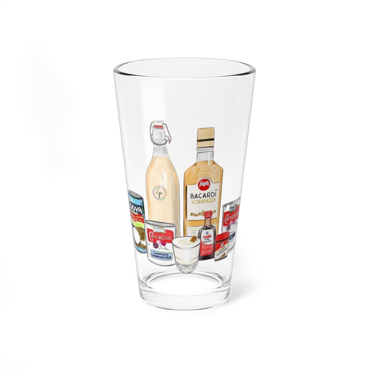 Herencia de Puerto Rico” Cocktail Mixing Glass, 16oz Drinkware for Bartenders, Fun Party Gift, Home Bar Essentials, Unique Kitchen Decor - Metamorphosis Creations