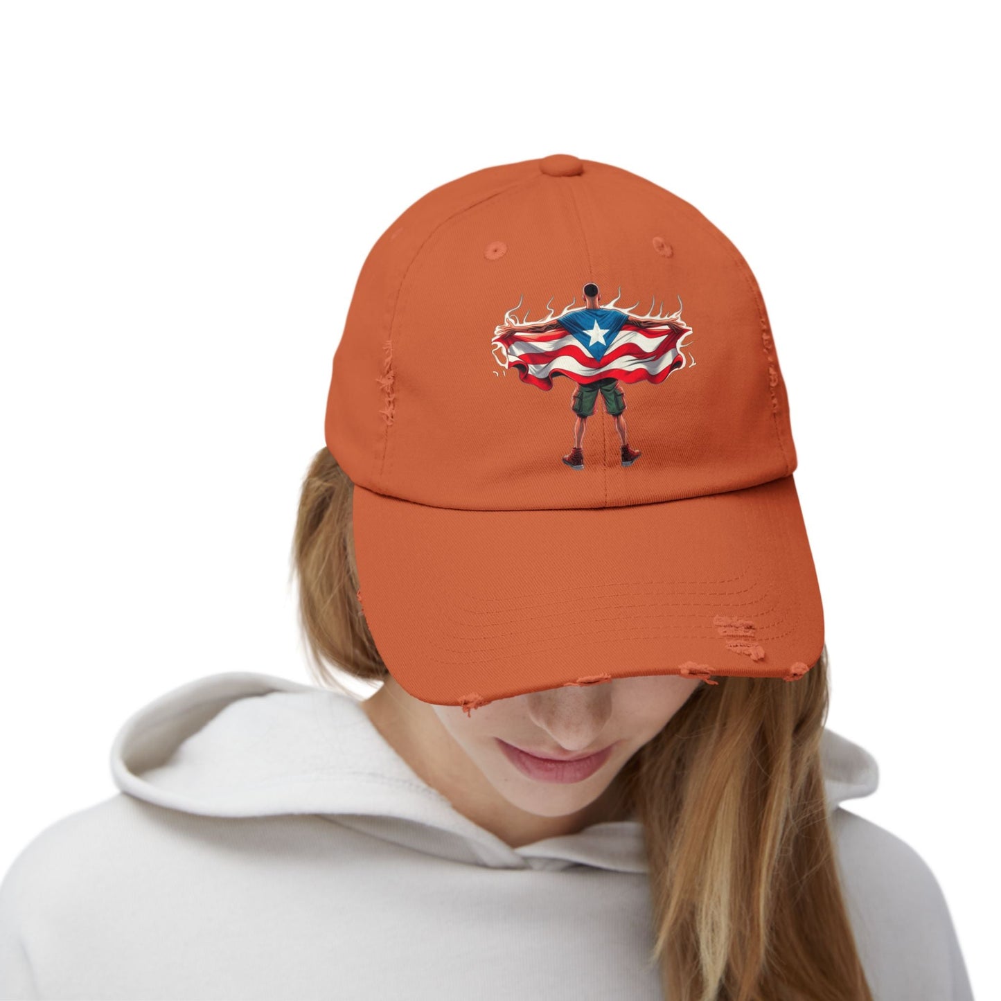 Heroic Puerto Rican Distressed Cap | Unisex Cap for Casual Style, Independence Day, Travel, Festival, Gift - Metamorphosis Creations