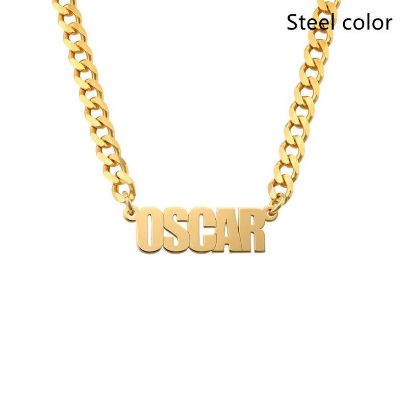 Horsewhip Chain Custom Stainless Steel Old English Name Necklace Ladies Hip Hop Clavicle - Metamorphosis Creations
