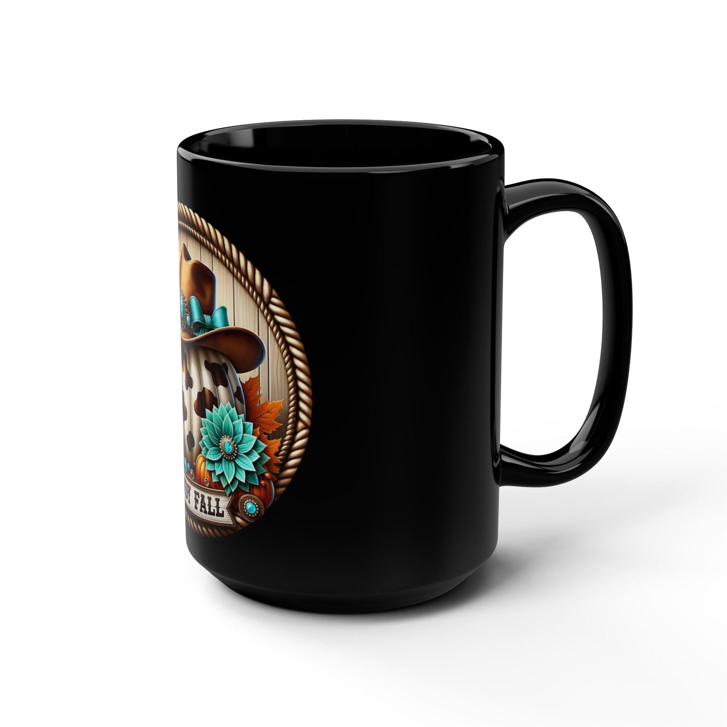 Howdy Fall Pumpkin Mug, Black Coffee Cup for Autumn, Seasonal Decor, Thanksgiving Gift, Rustic Kitchen - Metamorphosis Creations