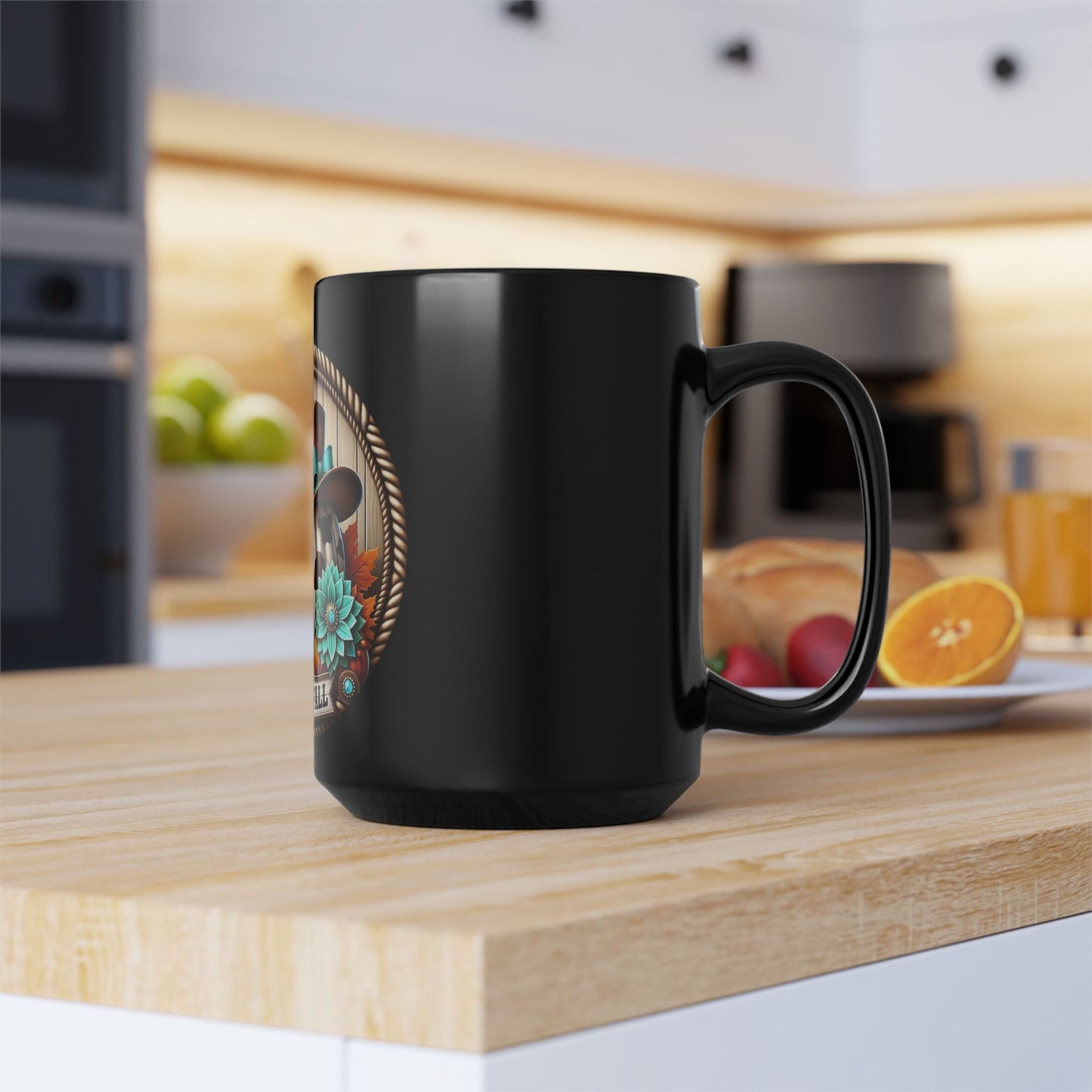 Howdy Fall Pumpkin Mug, Black Coffee Cup for Autumn, Seasonal Decor, Thanksgiving Gift, Rustic Kitchen - Metamorphosis Creations