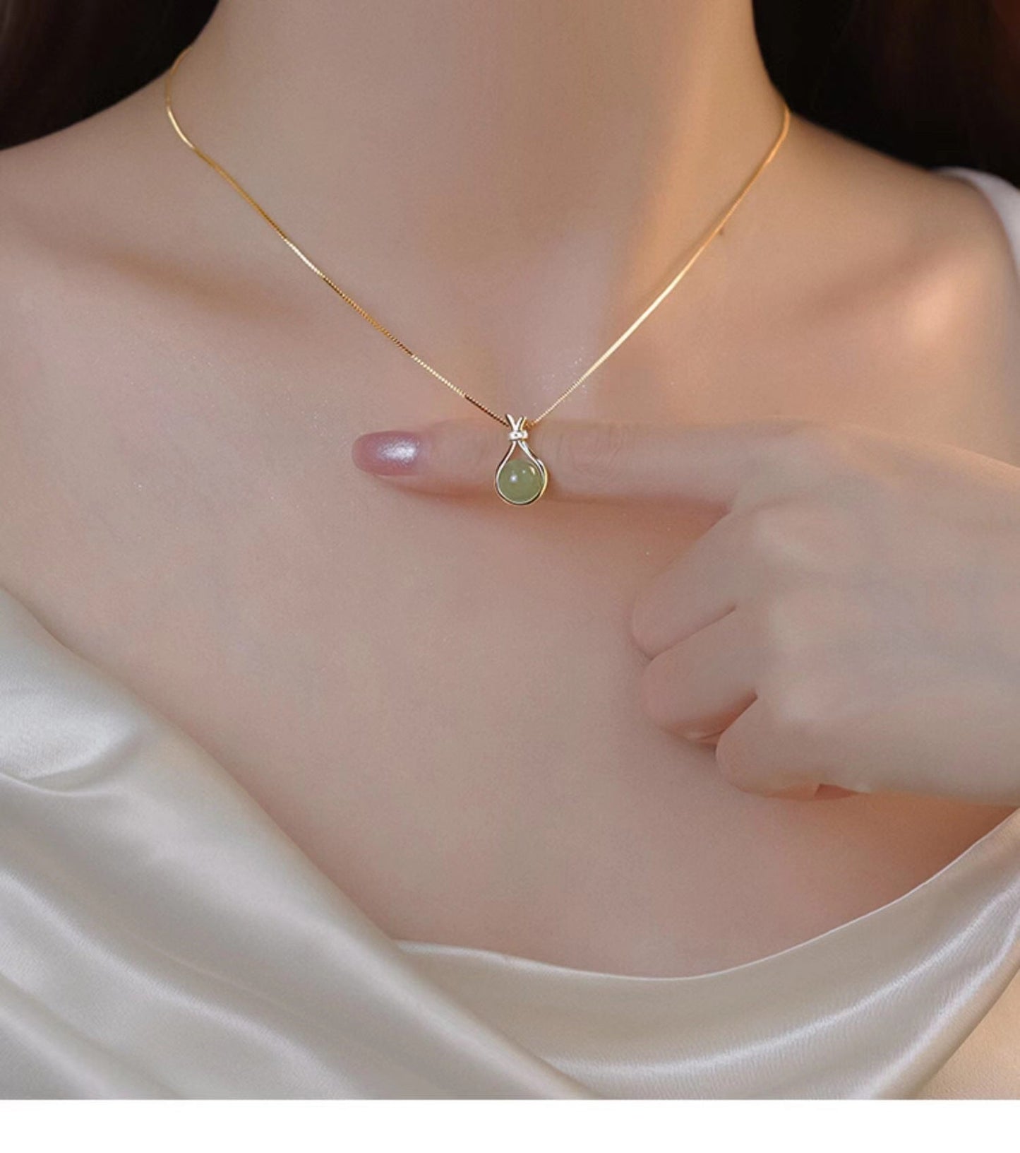 Imitation Hetian Jade Lucky Bag Women's Necklace Pendant - Metamorphosis Creations