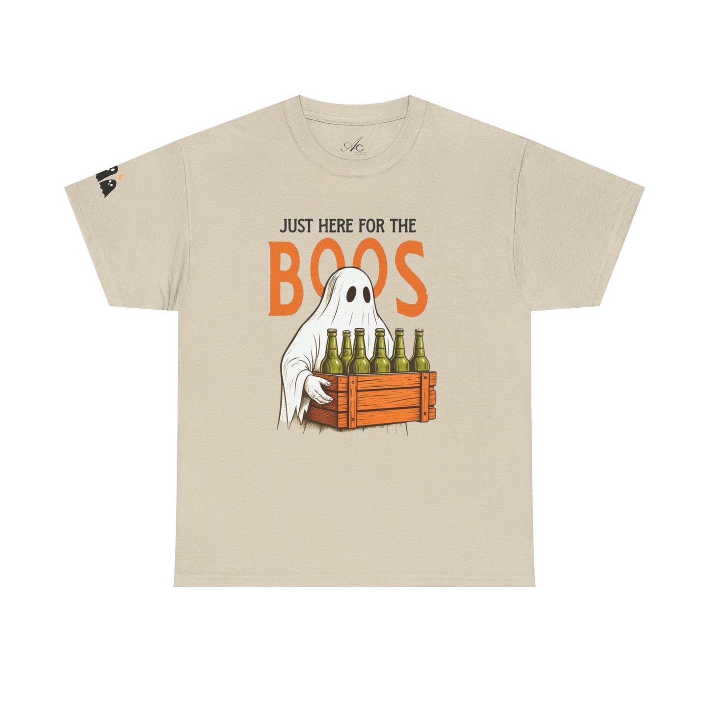 Just Here for the Boos Halloween Tee, Funny Ghost Shirt, Unisex Cotton T-Shirt, Spooky Party Apparel, Halloween Costume Top - Metamorphosis Creations