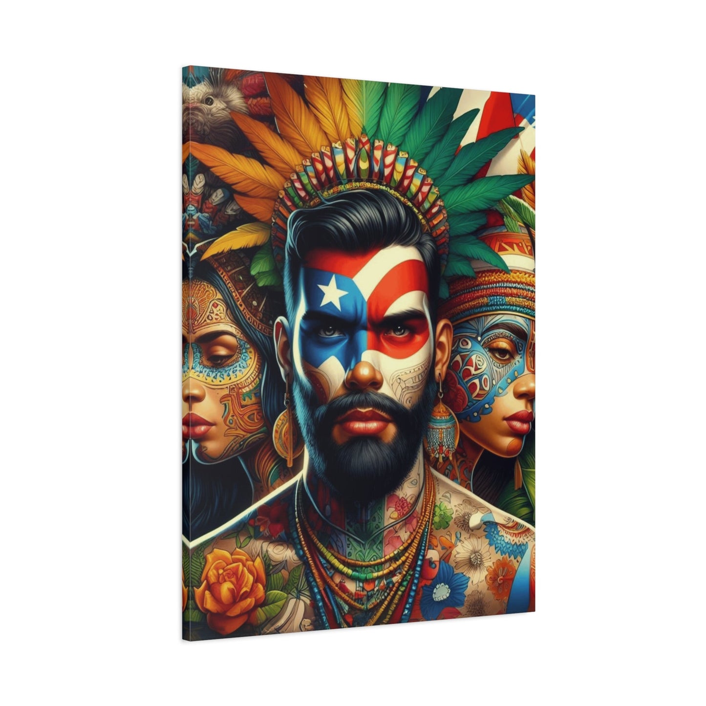 La Isla del Encanto Taíno Symbol Design Vibrant Cultural Art Canvas Print, Wall Decor, Home Decoration, Unique Artwork, Bohemian Style, Gift for Art Lovers - Metamorphosis Creations