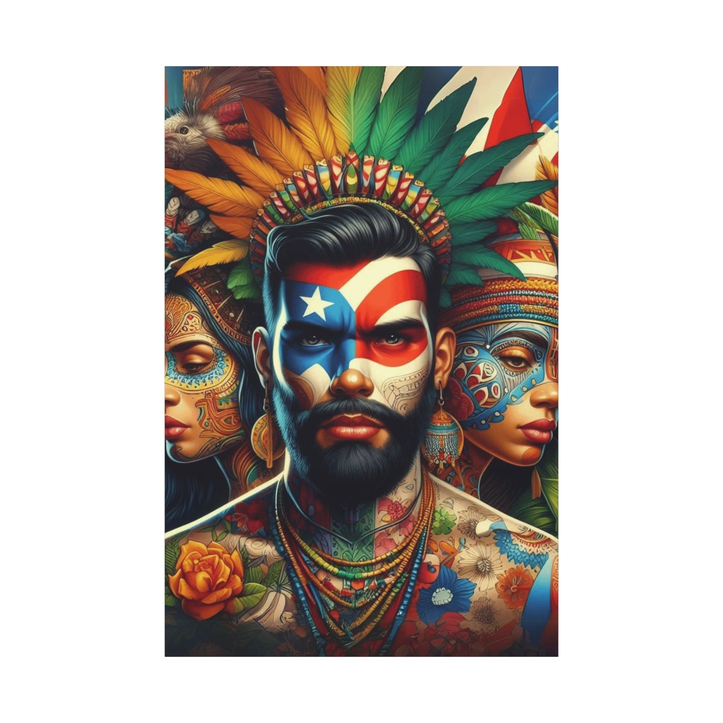 La Isla del Encanto Taíno Symbol Design Vibrant Cultural Art Canvas Print, Wall Decor, Home Decoration, Unique Artwork, Bohemian Style, Gift for Art Lovers - Metamorphosis Creations