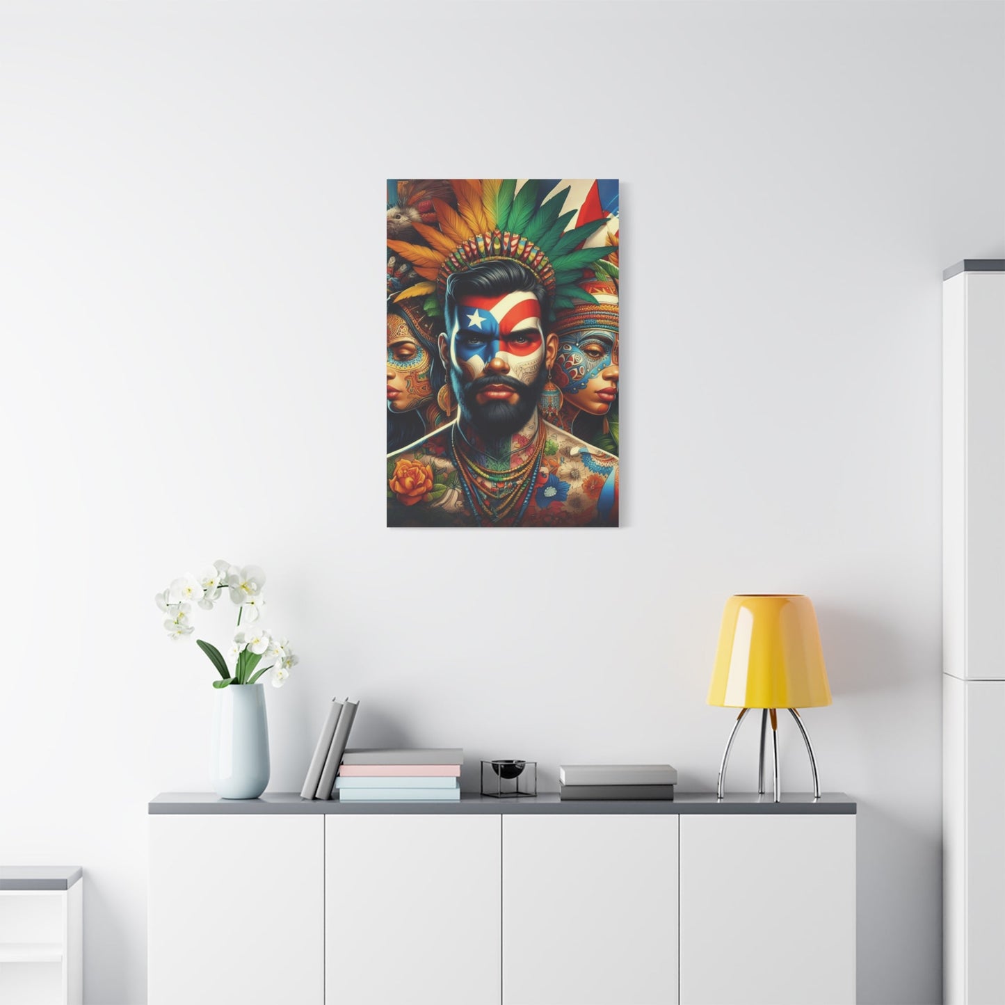 La Isla del Encanto Taíno Symbol Design Vibrant Cultural Art Canvas Print, Wall Decor, Home Decoration, Unique Artwork, Bohemian Style, Gift for Art Lovers - Metamorphosis Creations