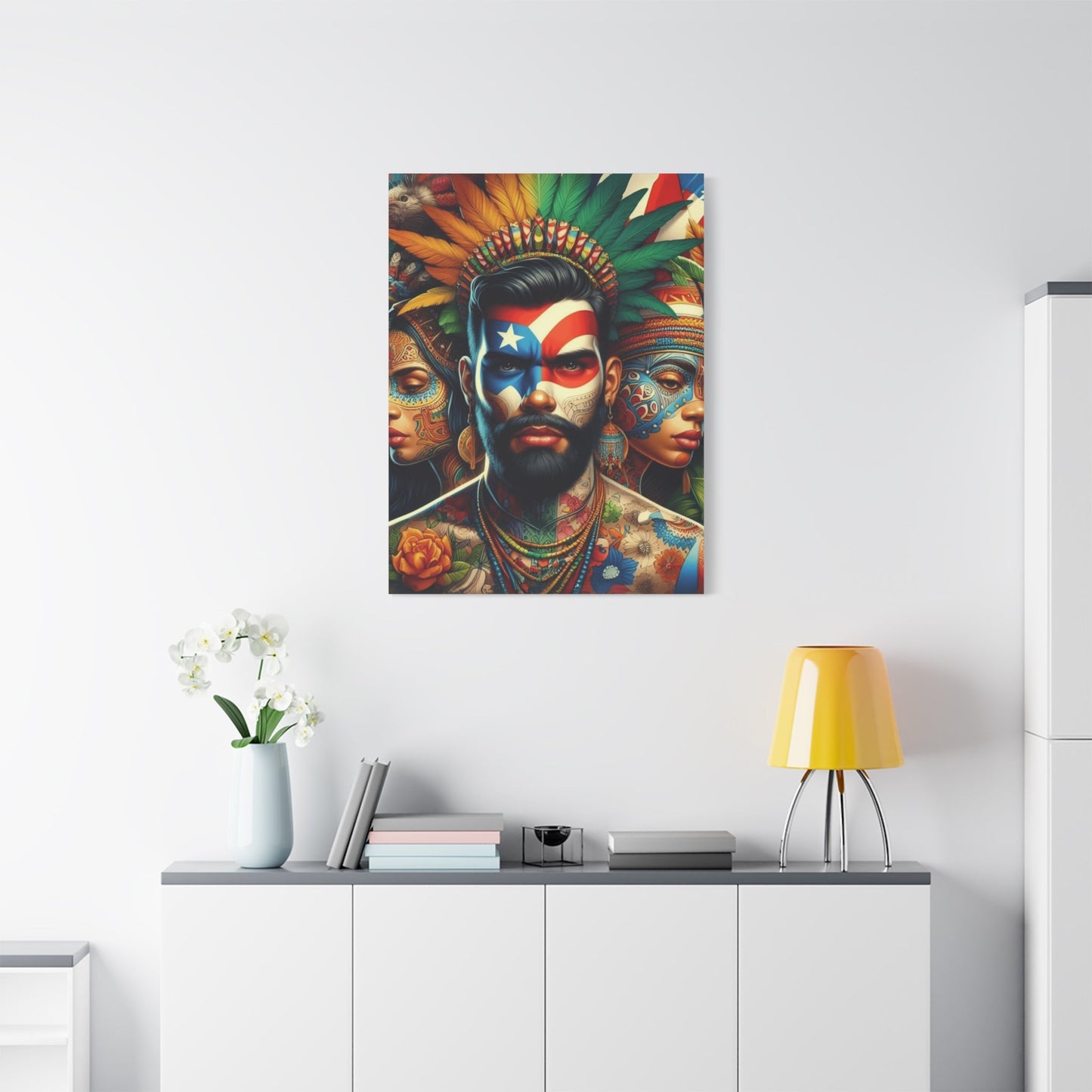 La Isla del Encanto Taíno Symbol Design Vibrant Cultural Art Canvas Print, Wall Decor, Home Decoration, Unique Artwork, Bohemian Style, Gift for Art Lovers - Metamorphosis Creations