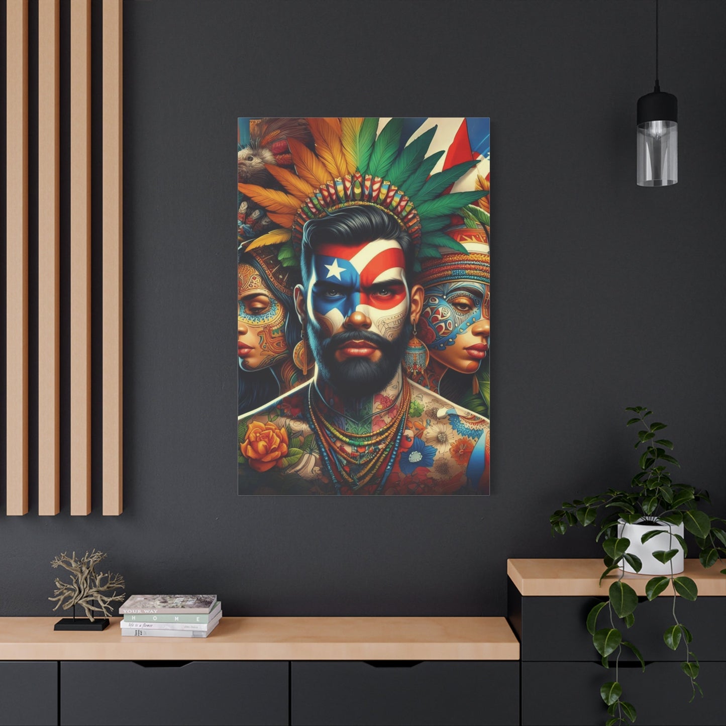 La Isla del Encanto Taíno Symbol Design Vibrant Cultural Art Canvas Print, Wall Decor, Home Decoration, Unique Artwork, Bohemian Style, Gift for Art Lovers - Metamorphosis Creations