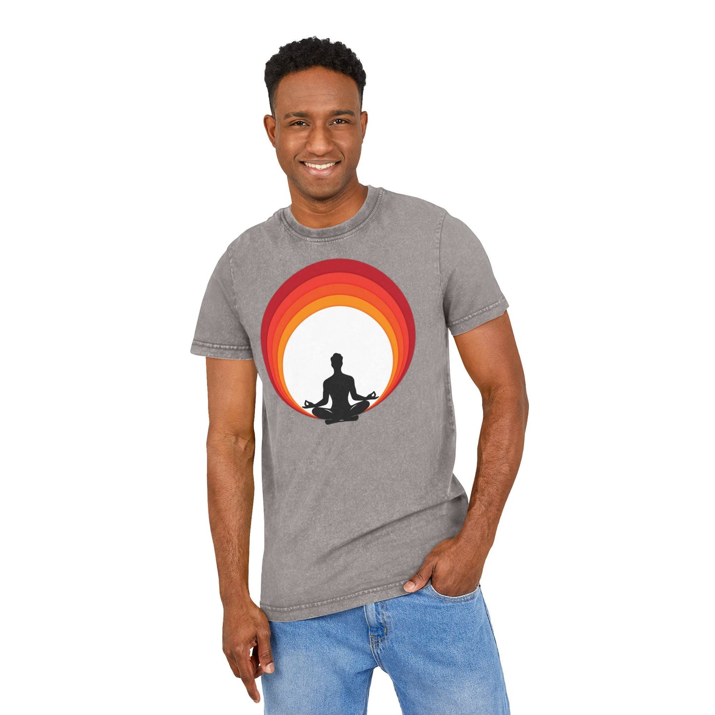 ✨ Let your outfit reflect your inner peace. Meditation Acid Washed Tee, Vintage Yoga Shirt, Relaxation Apparel, Gift for Mindfulness, Bohemian T-Shirt - Metamorphosis Creations