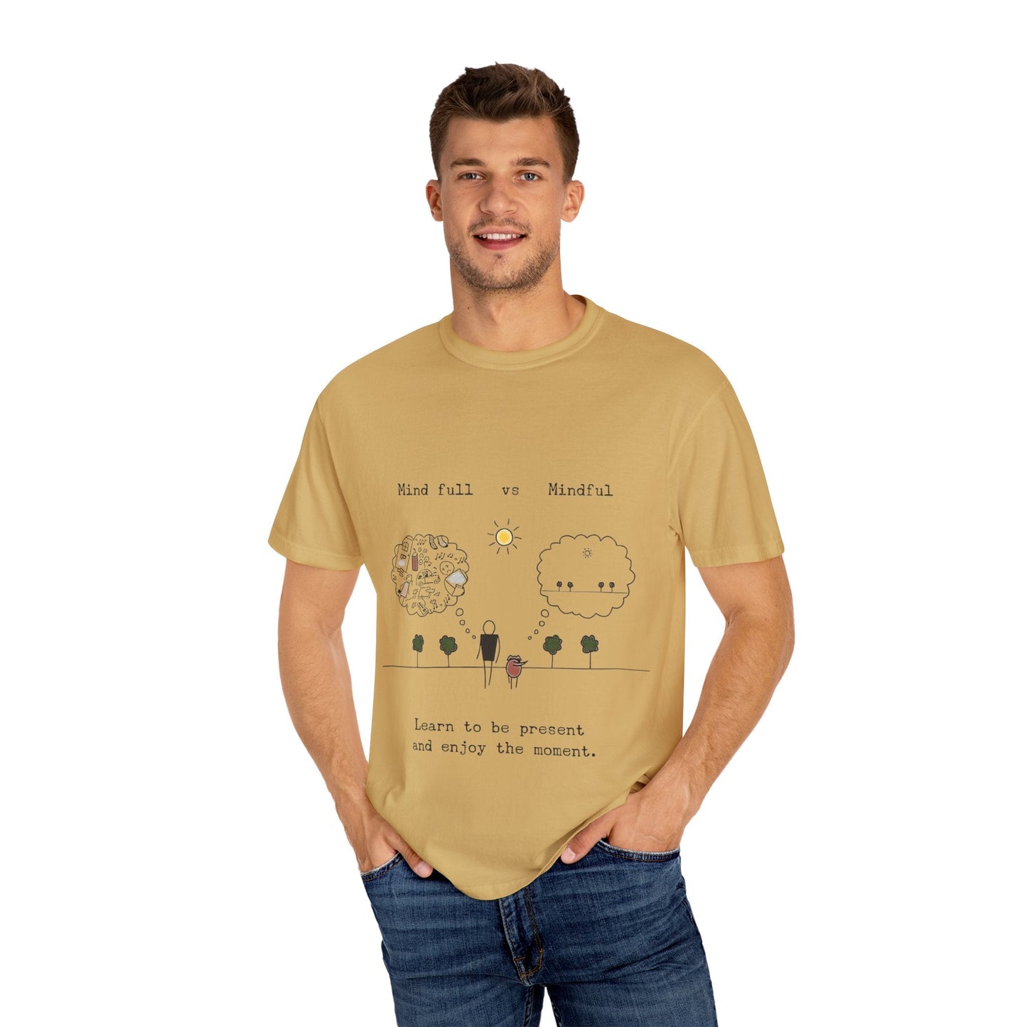 Let your outfit reflect your inner peace. Mindful Living T-Shirt Unisex Tee for Mindfulness, Self - Care, Gift for Yogis, Relaxed Vibe, - Metamorphosis Creations