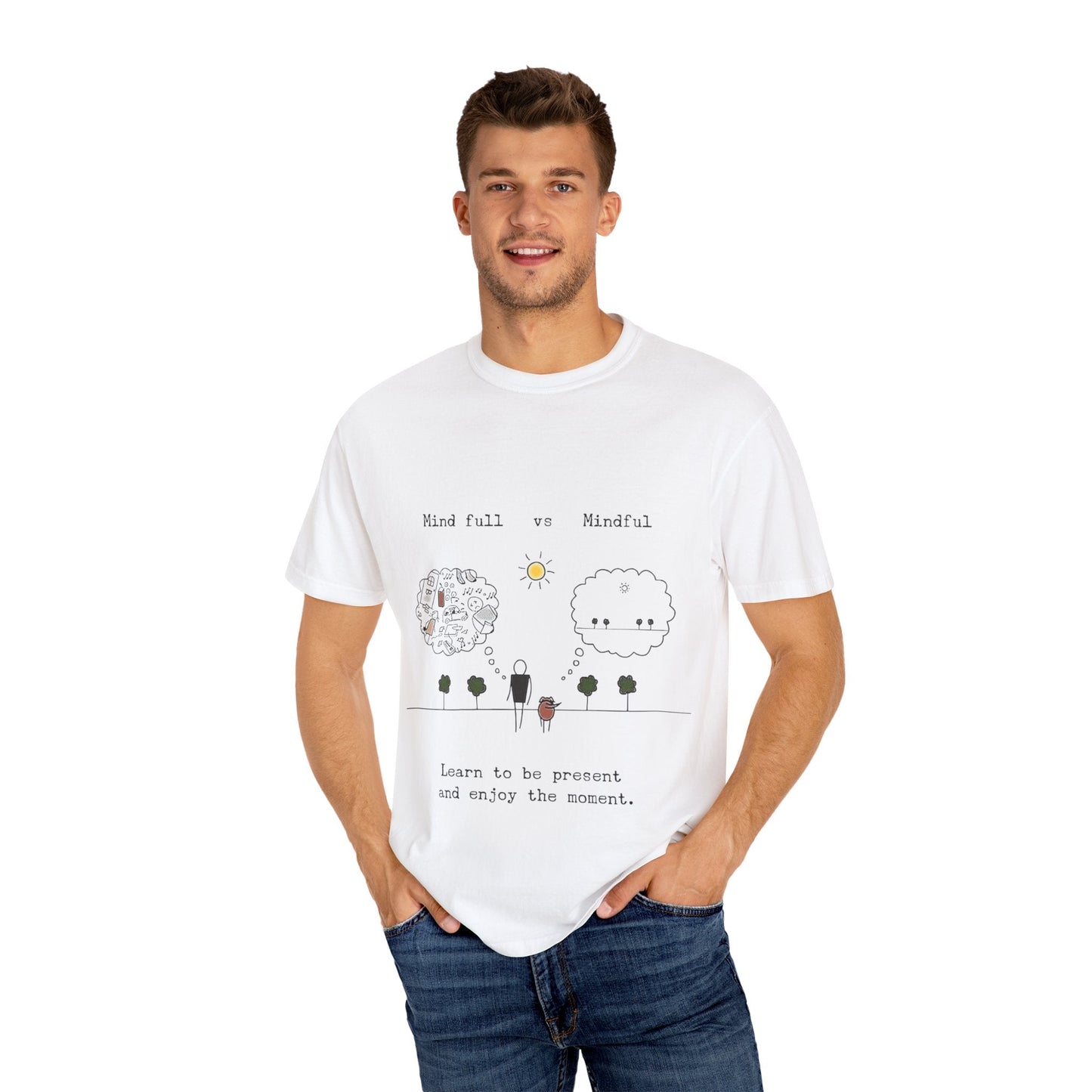 Let your outfit reflect your inner peace. Mindful Living T-Shirt Unisex Tee for Mindfulness, Self - Care, Gift for Yogis, Relaxed Vibe, - Metamorphosis Creations