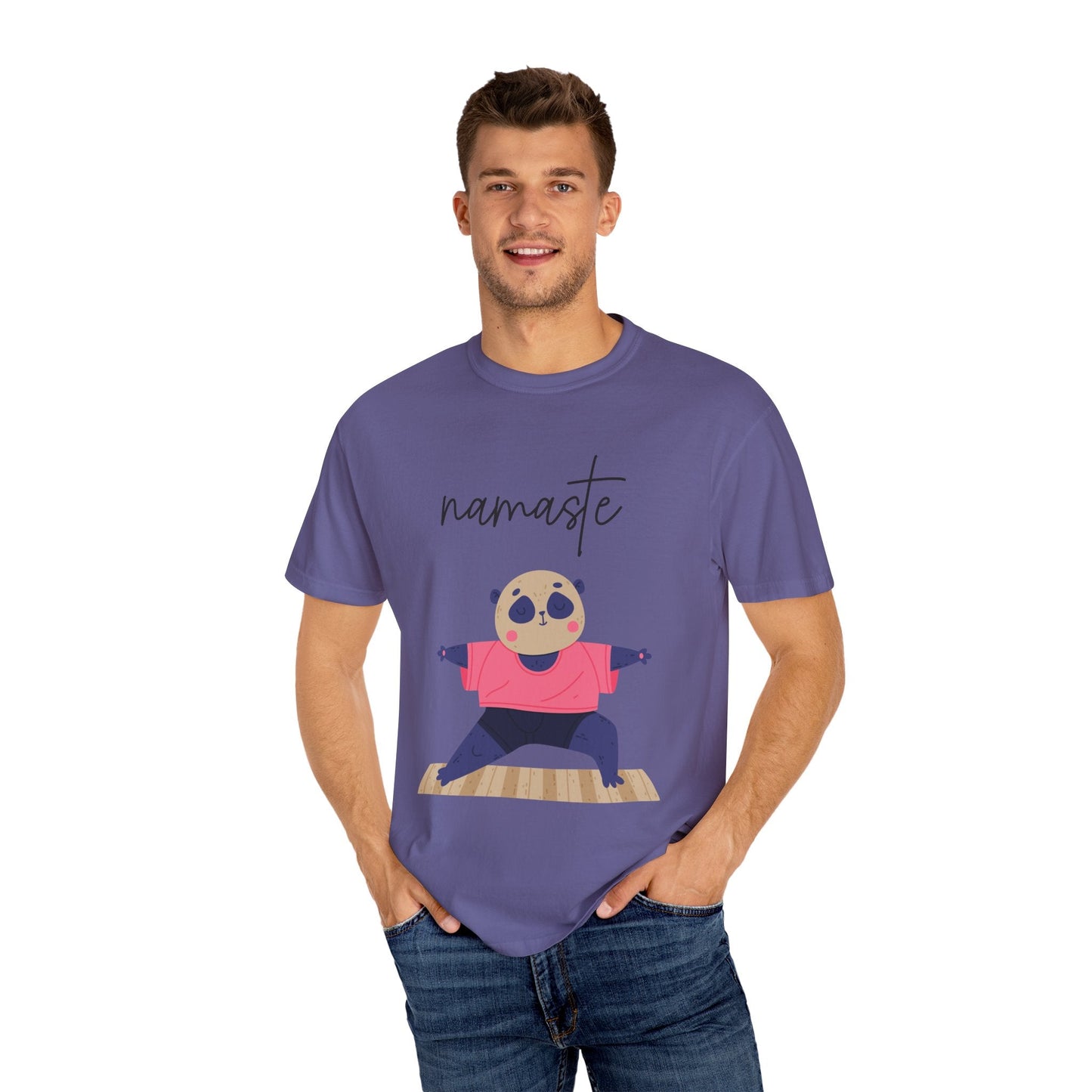 ✨ Let your outfit reflect your inner peace. Namaste Panda Unisex T-shirt, Yoga Shirt, Cute Animal Tee, Meditation Gift, Relaxation Wear, Gifts for Yogis - Metamorphosis Creations