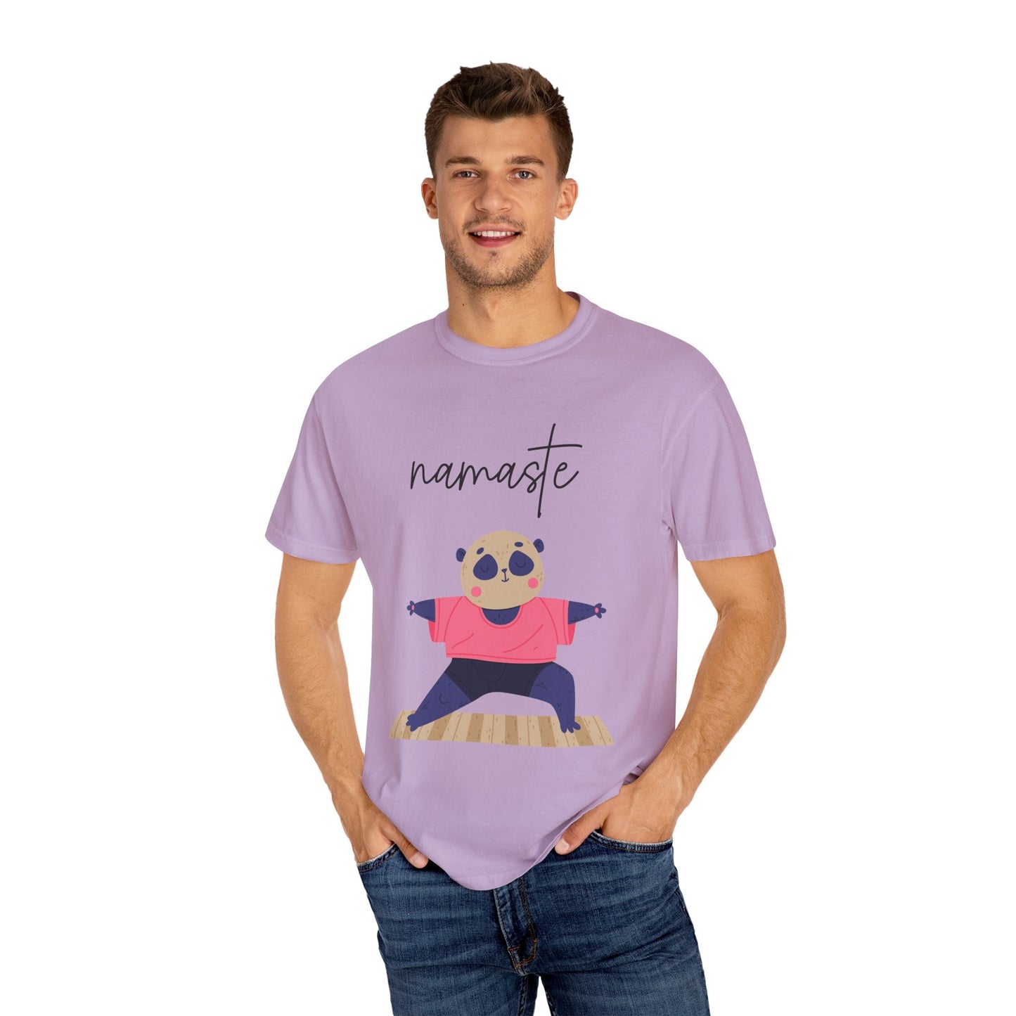 ✨ Let your outfit reflect your inner peace. Namaste Panda Unisex T-shirt, Yoga Shirt, Cute Animal Tee, Meditation Gift, Relaxation Wear, Gifts for Yogis - Metamorphosis Creations