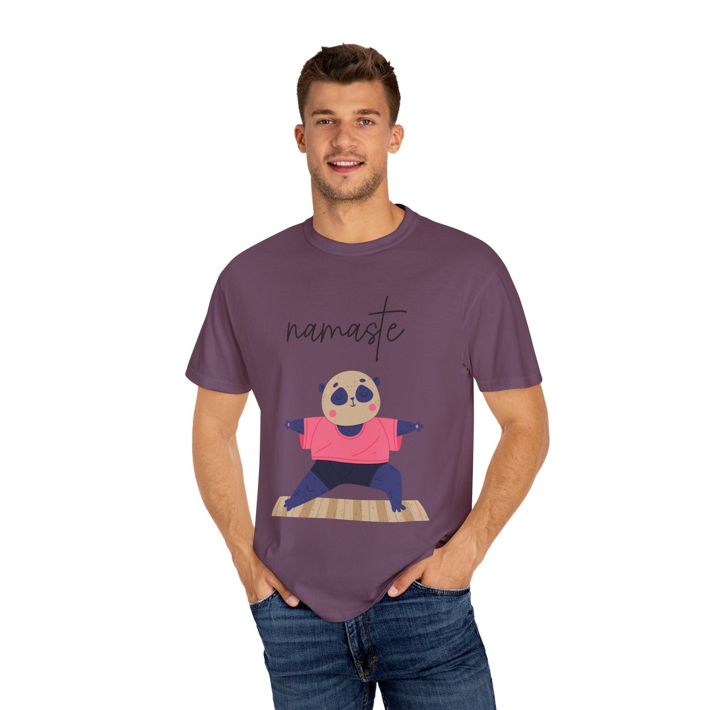 ✨ Let your outfit reflect your inner peace. Namaste Panda Unisex T-shirt, Yoga Shirt, Cute Animal Tee, Meditation Gift, Relaxation Wear, Gifts for Yogis - Metamorphosis Creations