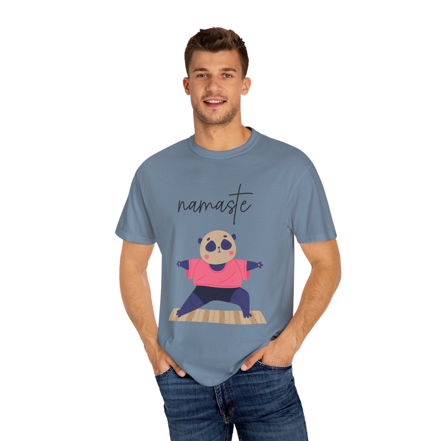 ✨ Let your outfit reflect your inner peace. Namaste Panda Unisex T-shirt, Yoga Shirt, Cute Animal Tee, Meditation Gift, Relaxation Wear, Gifts for Yogis - Metamorphosis Creations