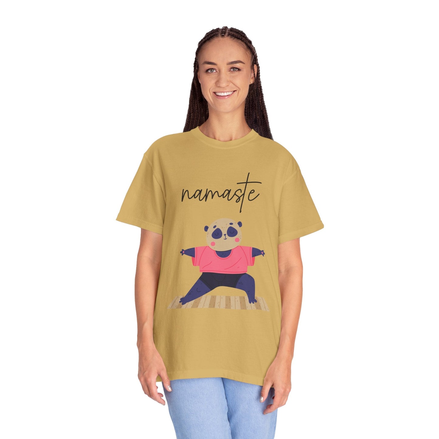 ✨ Let your outfit reflect your inner peace. Namaste Panda Unisex T-shirt, Yoga Shirt, Cute Animal Tee, Meditation Gift, Relaxation Wear, Gifts for Yogis - Metamorphosis Creations