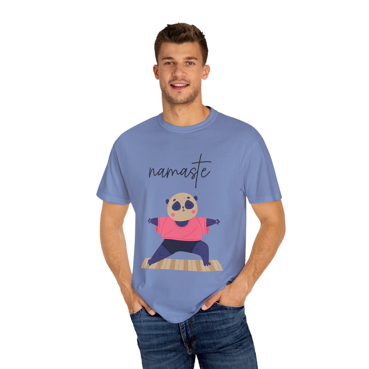 ✨ Let your outfit reflect your inner peace. Namaste Panda Unisex T-shirt, Yoga Shirt, Cute Animal Tee, Meditation Gift, Relaxation Wear, Gifts for Yogis - Metamorphosis Creations