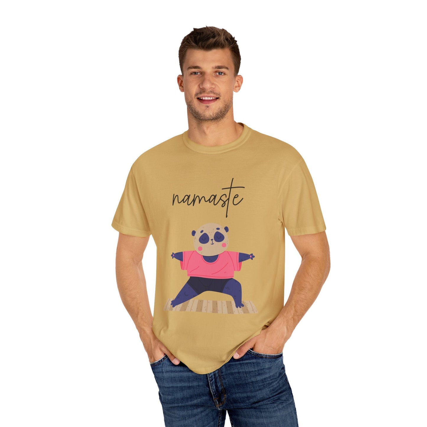 ✨ Let your outfit reflect your inner peace. Namaste Panda Unisex T-shirt, Yoga Shirt, Cute Animal Tee, Meditation Gift, Relaxation Wear, Gifts for Yogis - Metamorphosis Creations