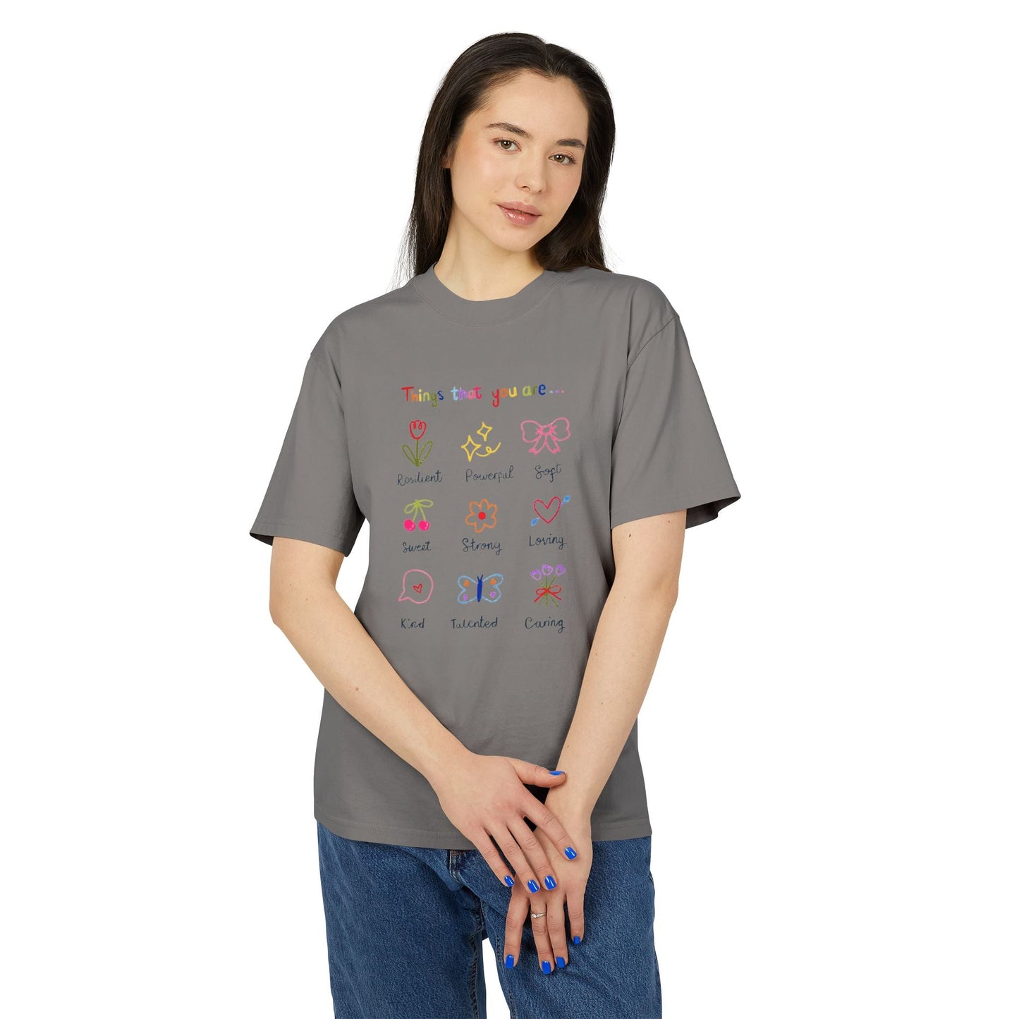 ✨ Let your outfit reflect your inner peace. Unisex Heavy Faded Tee with Whimsical Floral Design, Cute Gift, Casual Wear, Spring Style, Everyday Comfort - Metamorphosis Creations