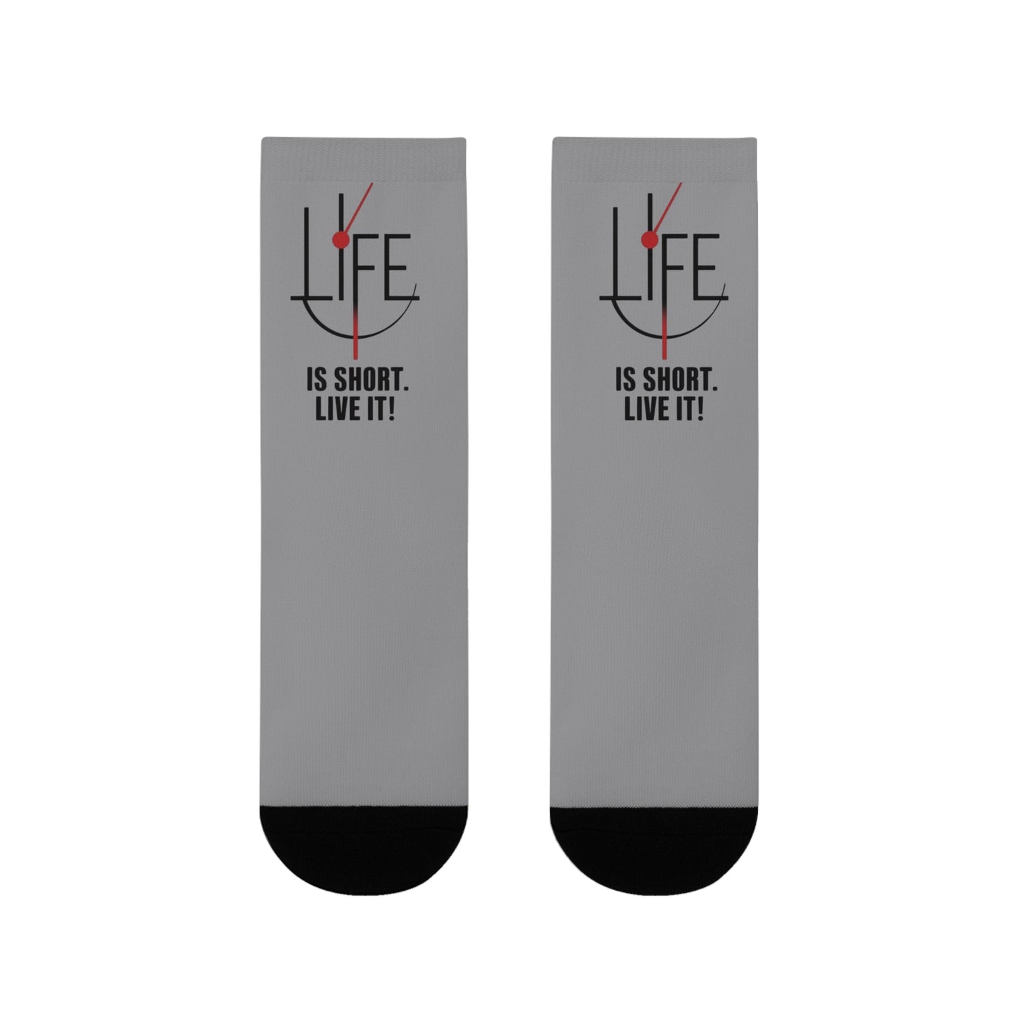 Life is Short Inspirational Crew Socks, Motivational Socks, Gift for Friends, Cozy Everyday Wear, Fun Sock Gift Idea - Metamorphosis Creations