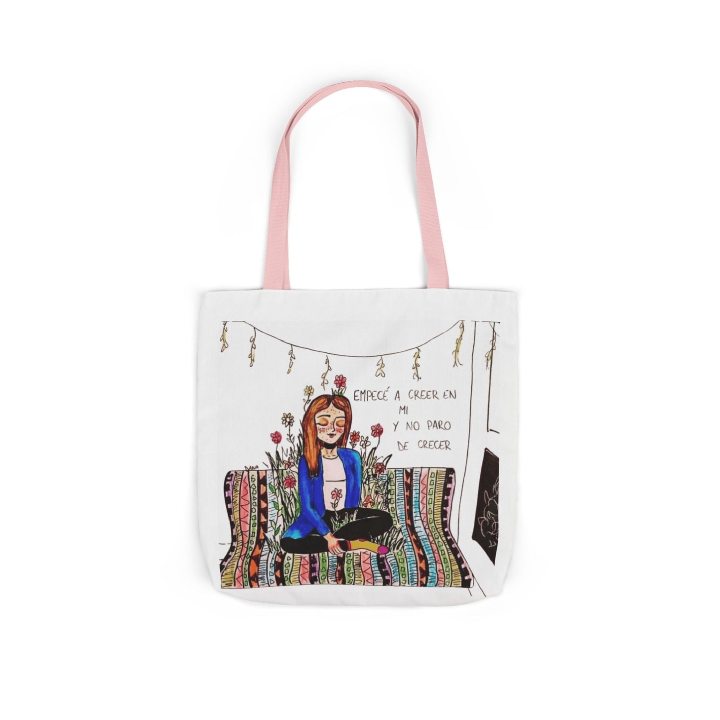 Lleva inspiración contigo a donde vayas Bohemian Style Canvas Tote Bag, Inspirational Art, Ideal for Gifts, Eco - Friendly Shopping, Beach Days, Travel Adventures - Metamorphosis Creations