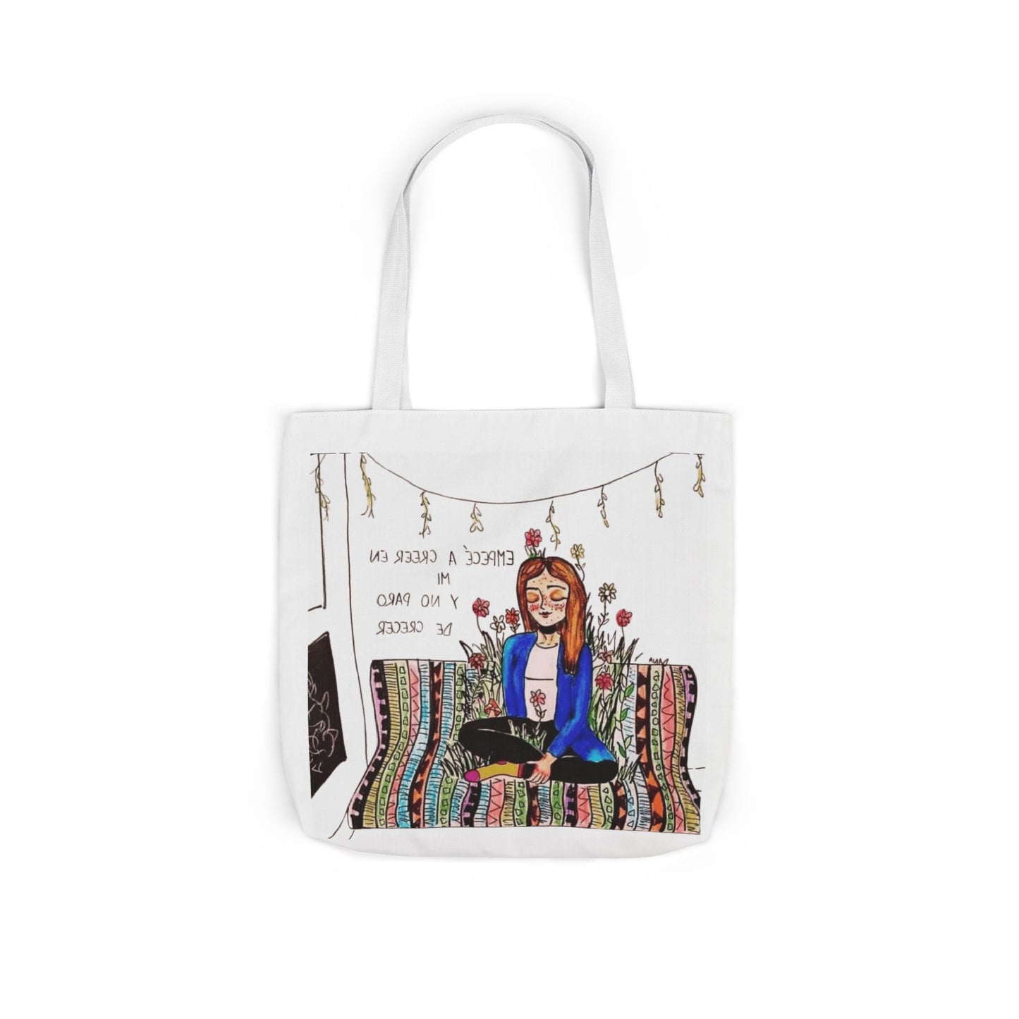 Lleva inspiración contigo a donde vayas Bohemian Style Canvas Tote Bag, Inspirational Art, Ideal for Gifts, Eco - Friendly Shopping, Beach Days, Travel Adventures - Metamorphosis Creations