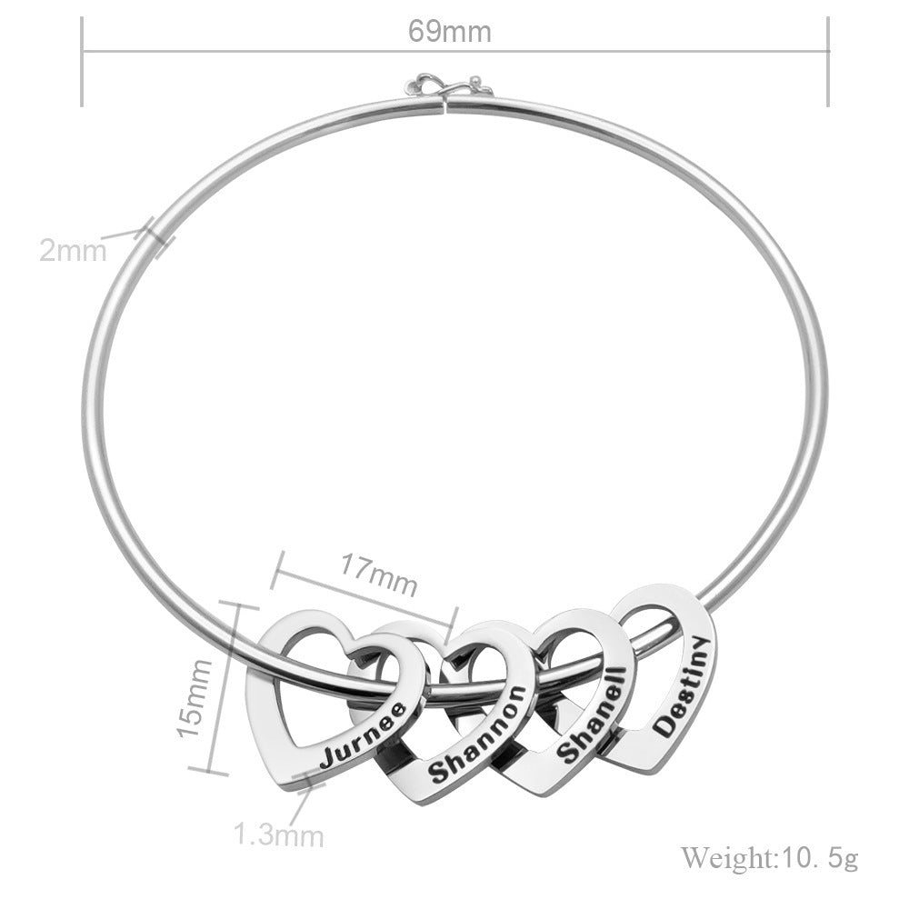 Love Bracelet Peach Heart Name Lettering Titanium Steel Bracelet - Metamorphosis Creations