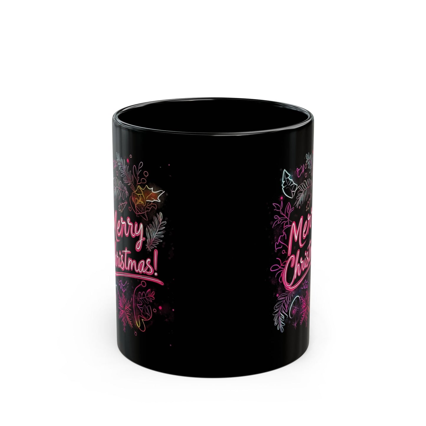 Merry Christmas Black Mug – Festive Coffee Tea Cup for Holiday Spirit, Christmas Gift, Winter Decor, Personal Use, 11oz and 15oz - Metamorphosis Creations
