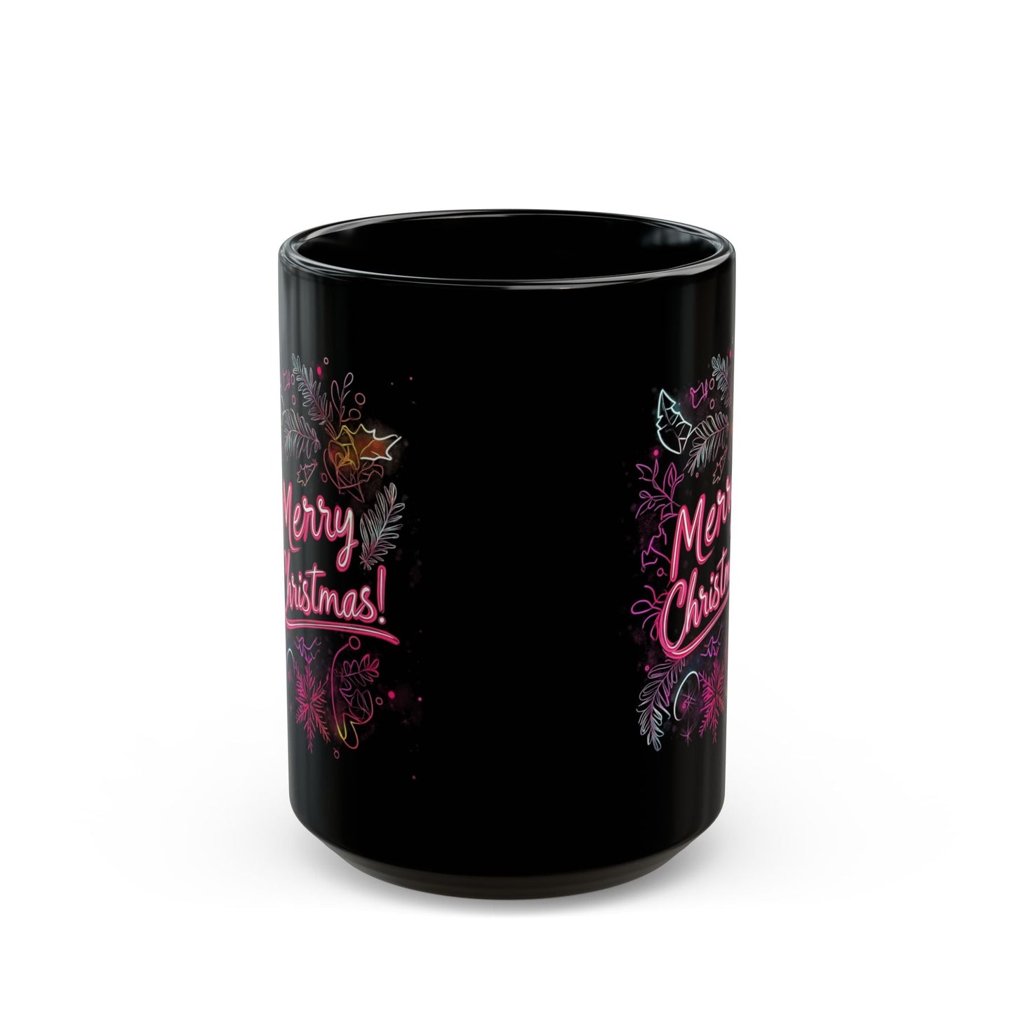 Merry Christmas Black Mug – Festive Coffee Tea Cup for Holiday Spirit, Christmas Gift, Winter Decor, Personal Use, 11oz and 15oz - Metamorphosis Creations