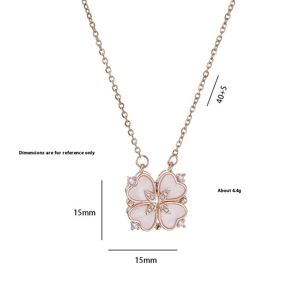 Open And Close Four - leaf Flower Dual - wear Heart - to - heart Necklace - Metamorphosis Creations