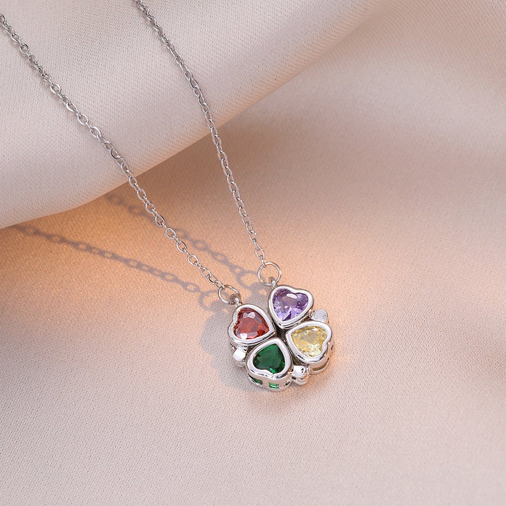 Open And Close Four - leaf Flower Dual - wear Heart - to - heart Necklace - Metamorphosis Creations